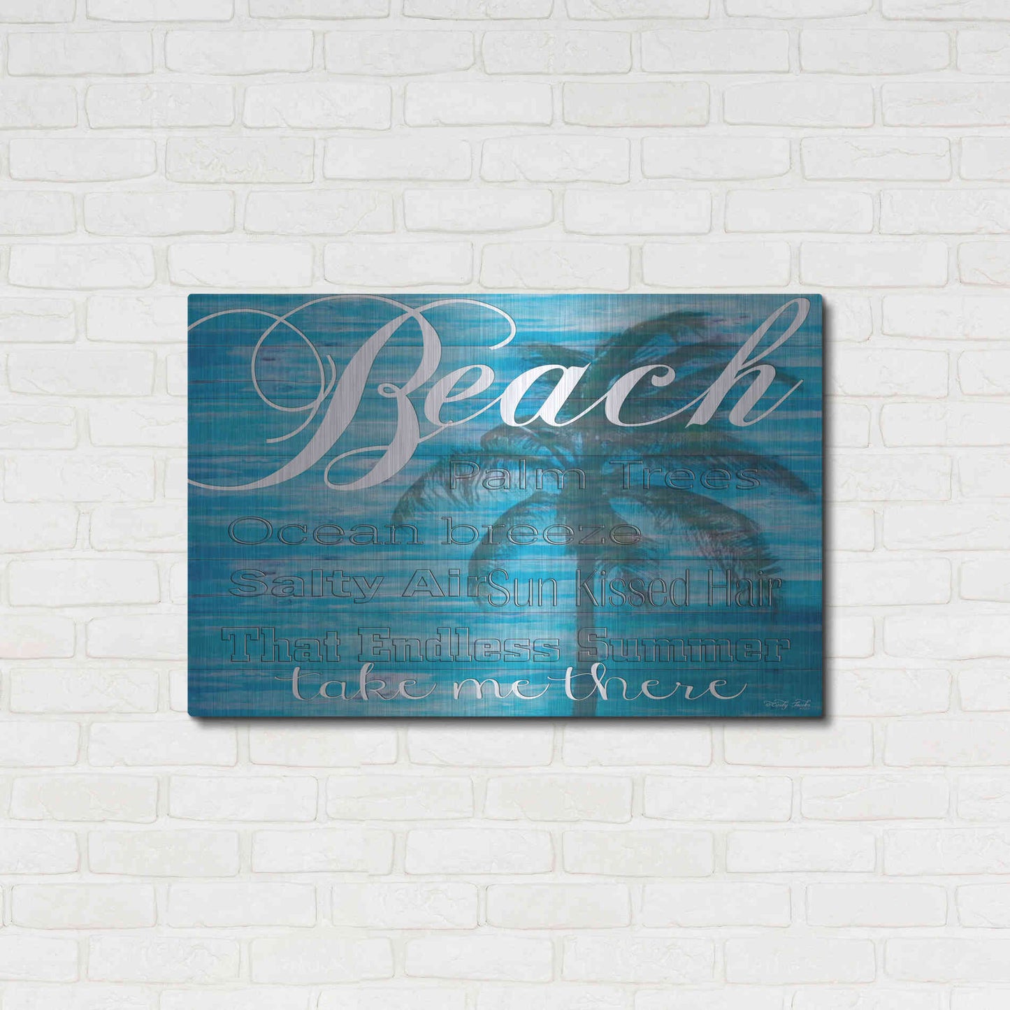 Luxe Metal Art 'Beach - Take Me There' by Cindy Jacobs, Metal Wall Art,36x24