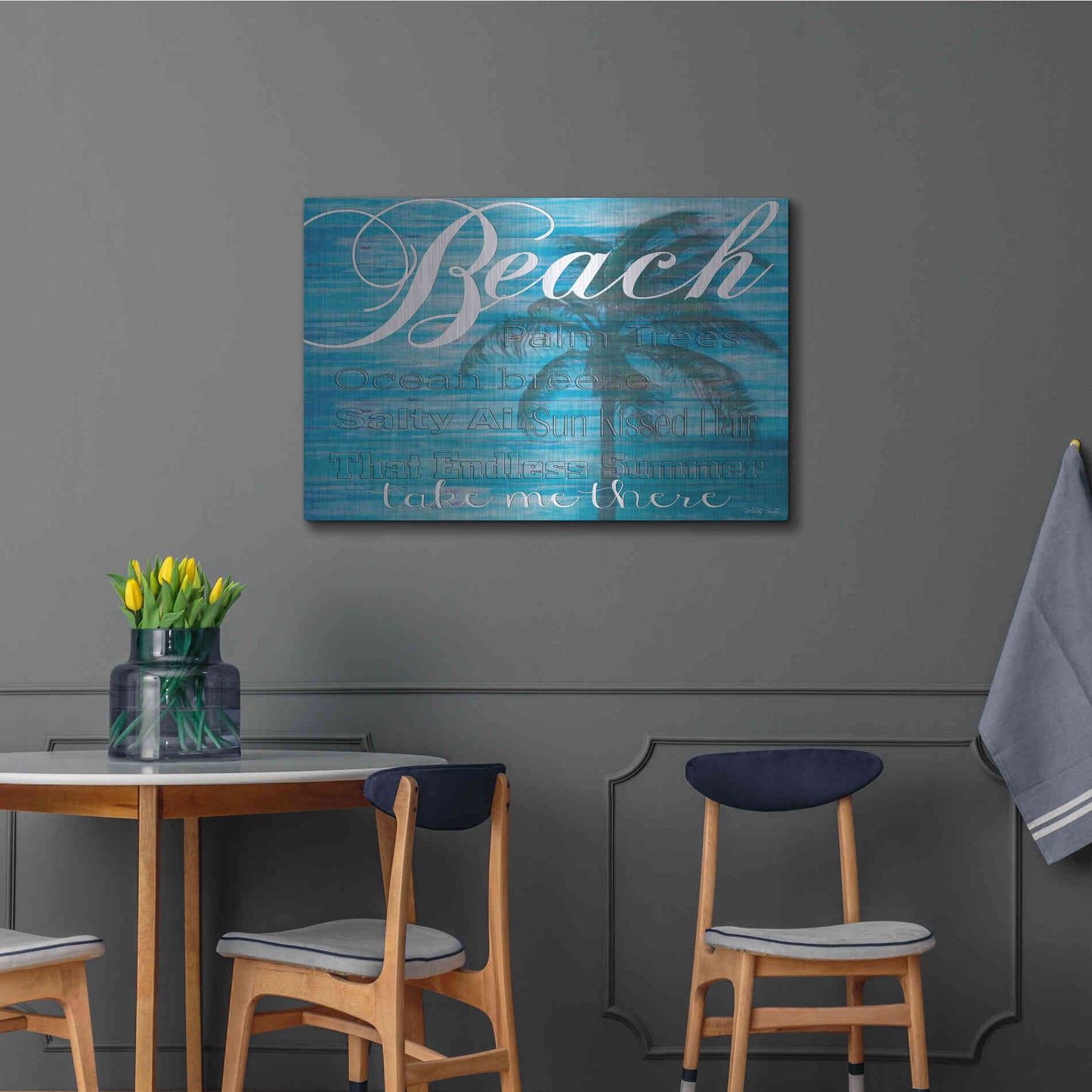 Luxe Metal Art 'Beach - Take Me There' by Cindy Jacobs, Metal Wall Art,36x24