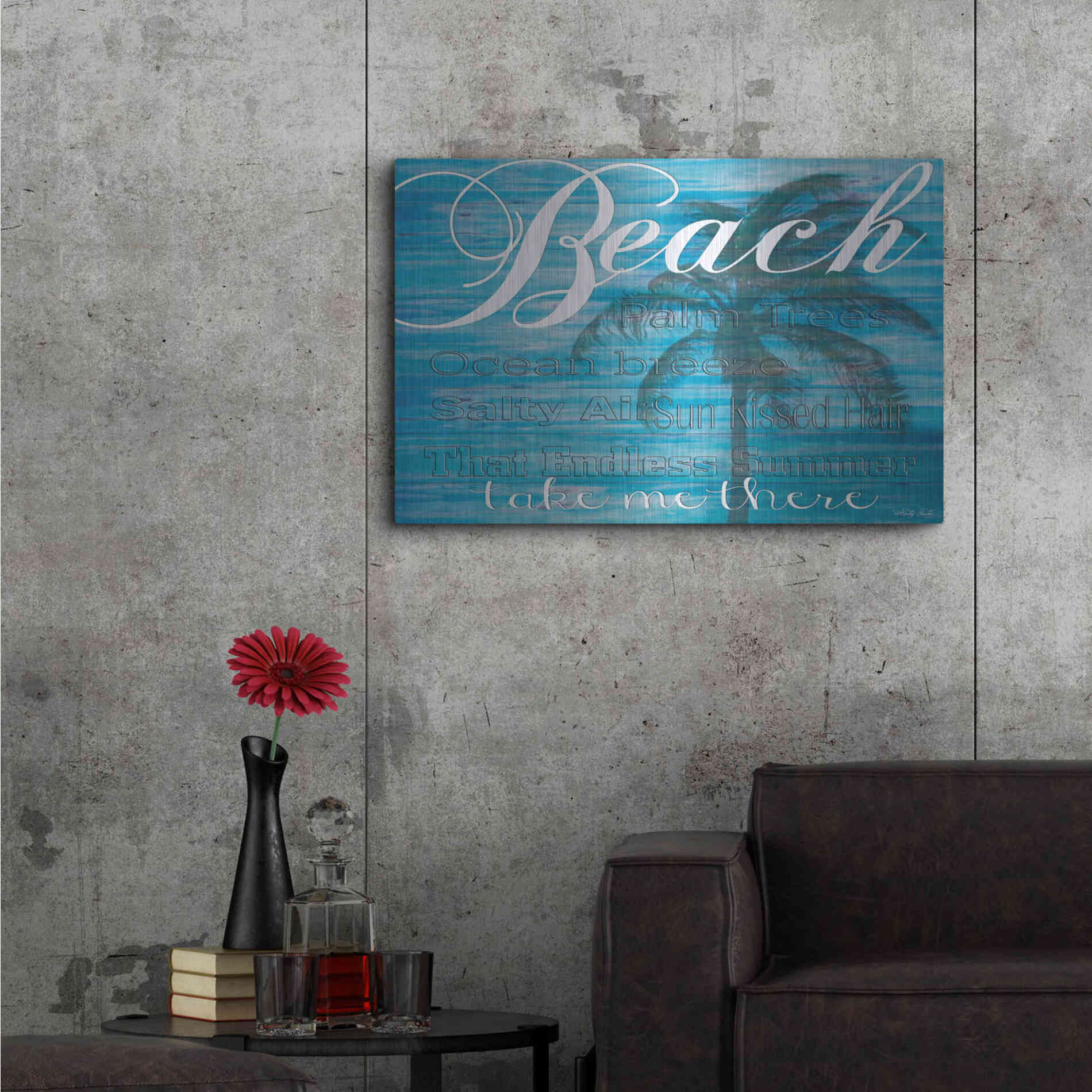 Luxe Metal Art 'Beach - Take Me There' by Cindy Jacobs, Metal Wall Art,36x24