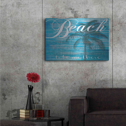 Luxe Metal Art 'Beach - Take Me There' by Cindy Jacobs, Metal Wall Art,36x24