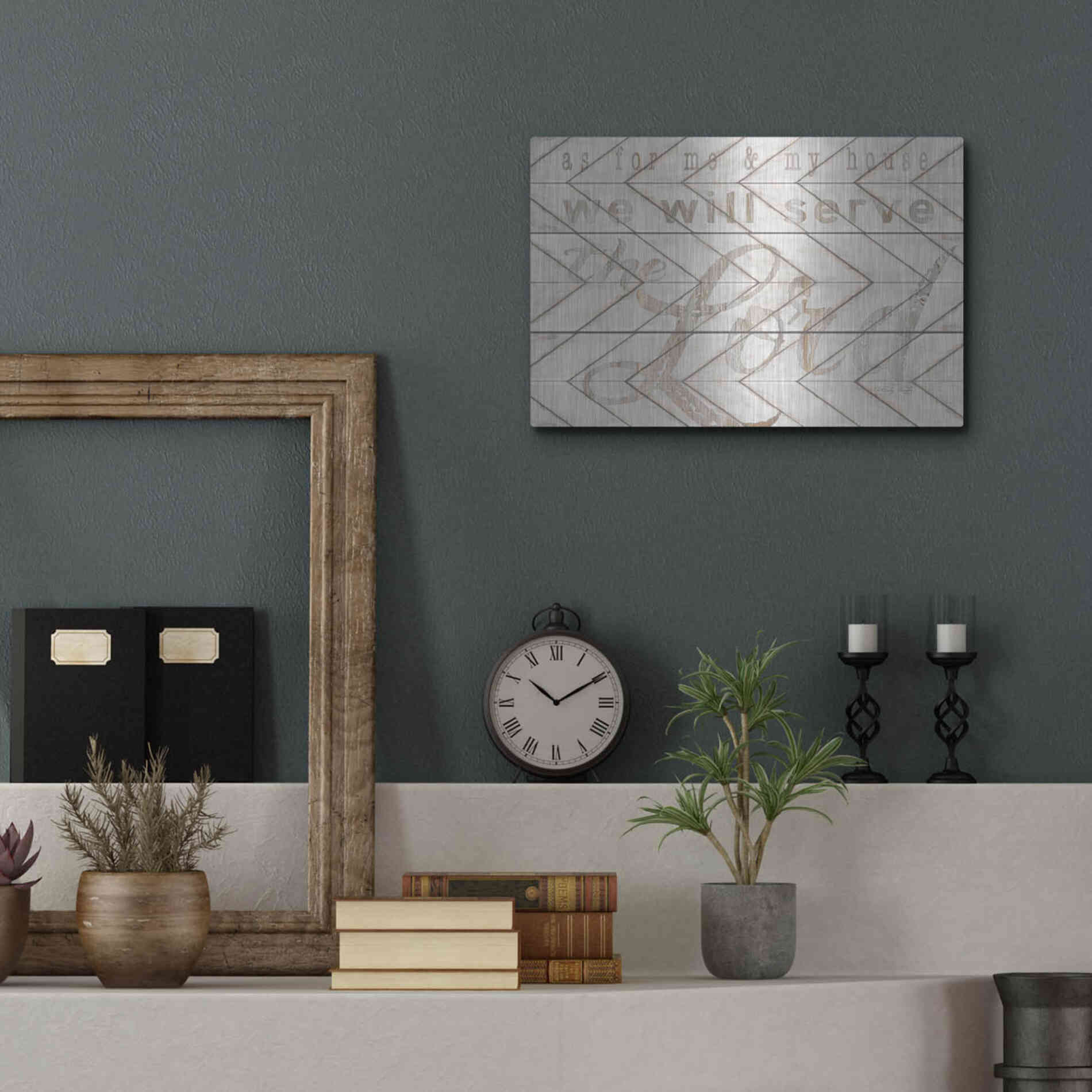 Luxe Metal Art 'We Will Serve the Lord' by Cindy Jacobs, Metal Wall Art,16x12