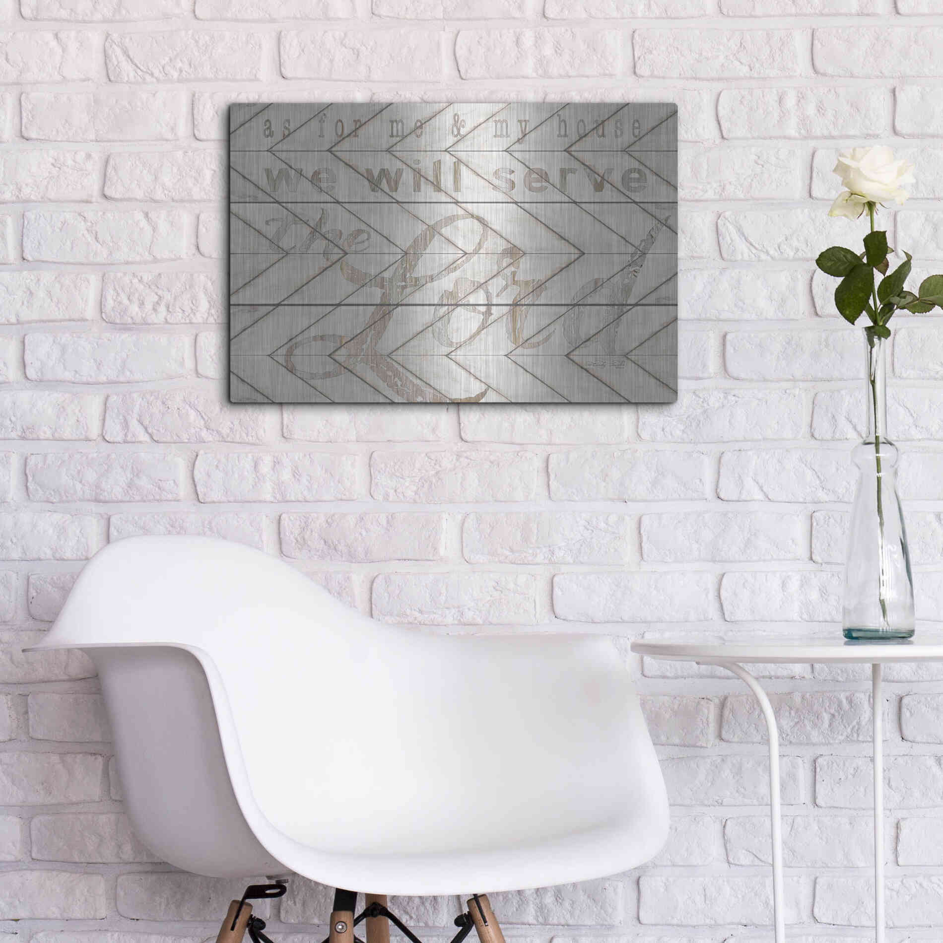 Luxe Metal Art 'We Will Serve the Lord' by Cindy Jacobs, Metal Wall Art,24x16
