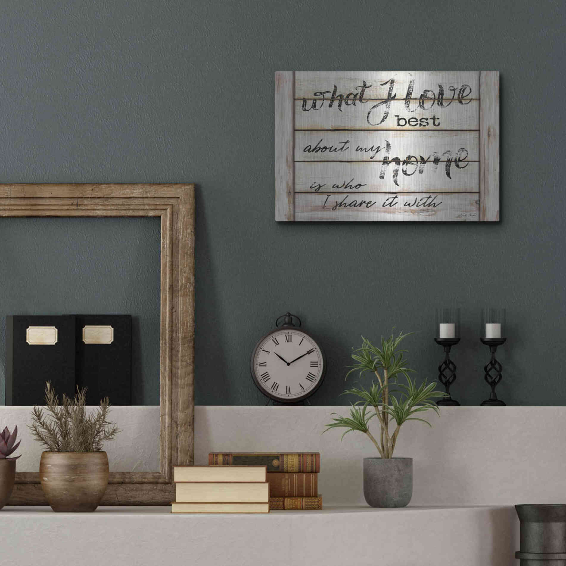 Luxe Metal Art 'What I Love Best' by Cindy Jacobs, Metal Wall Art,16x12