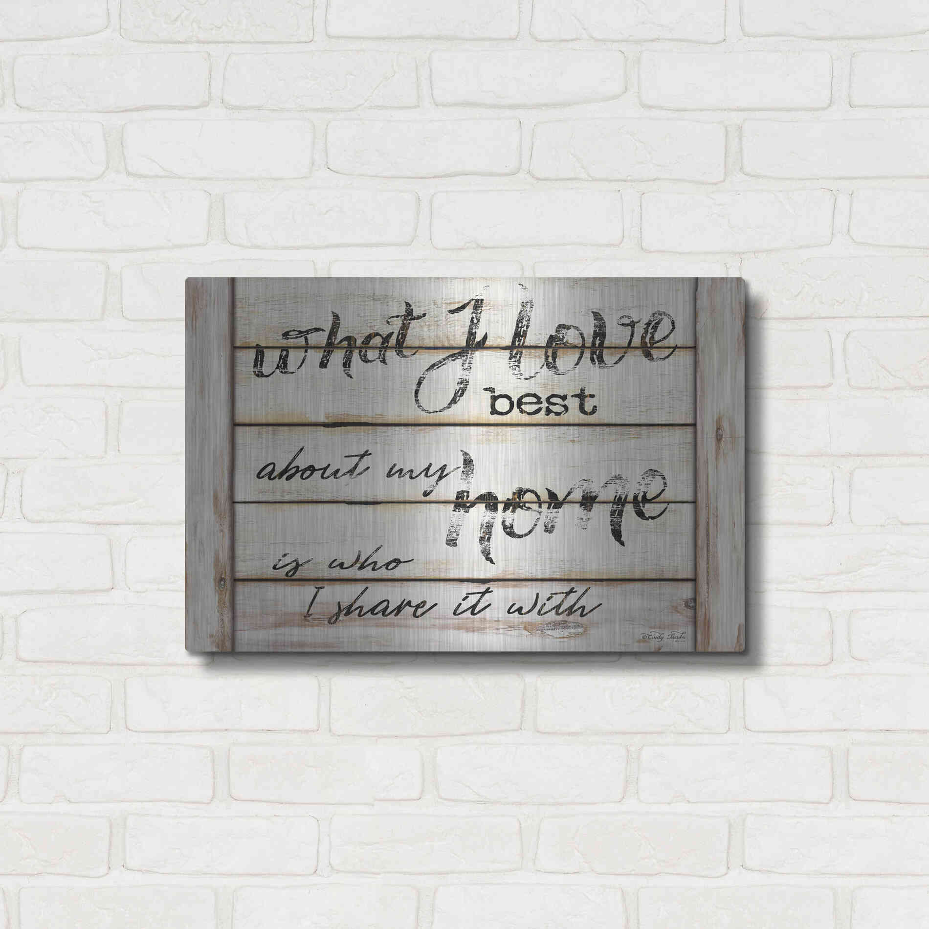 Luxe Metal Art 'What I Love Best' by Cindy Jacobs, Metal Wall Art,24x16