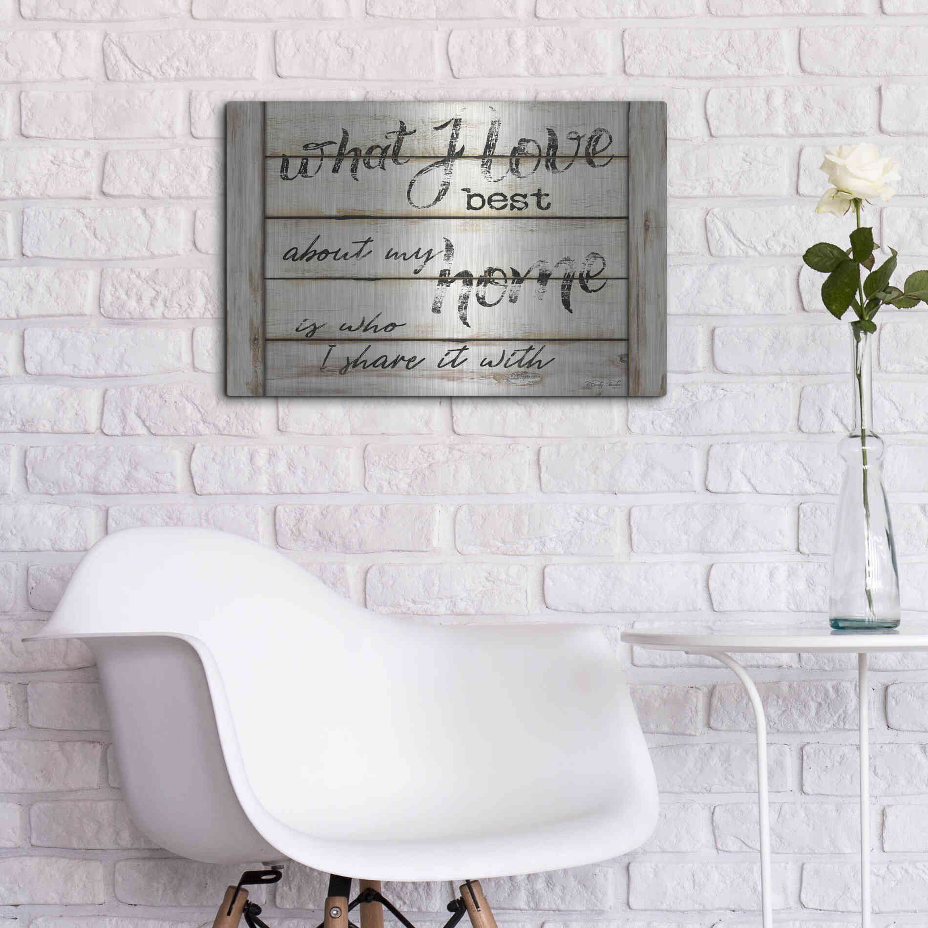 Luxe Metal Art 'What I Love Best' by Cindy Jacobs, Metal Wall Art,24x16