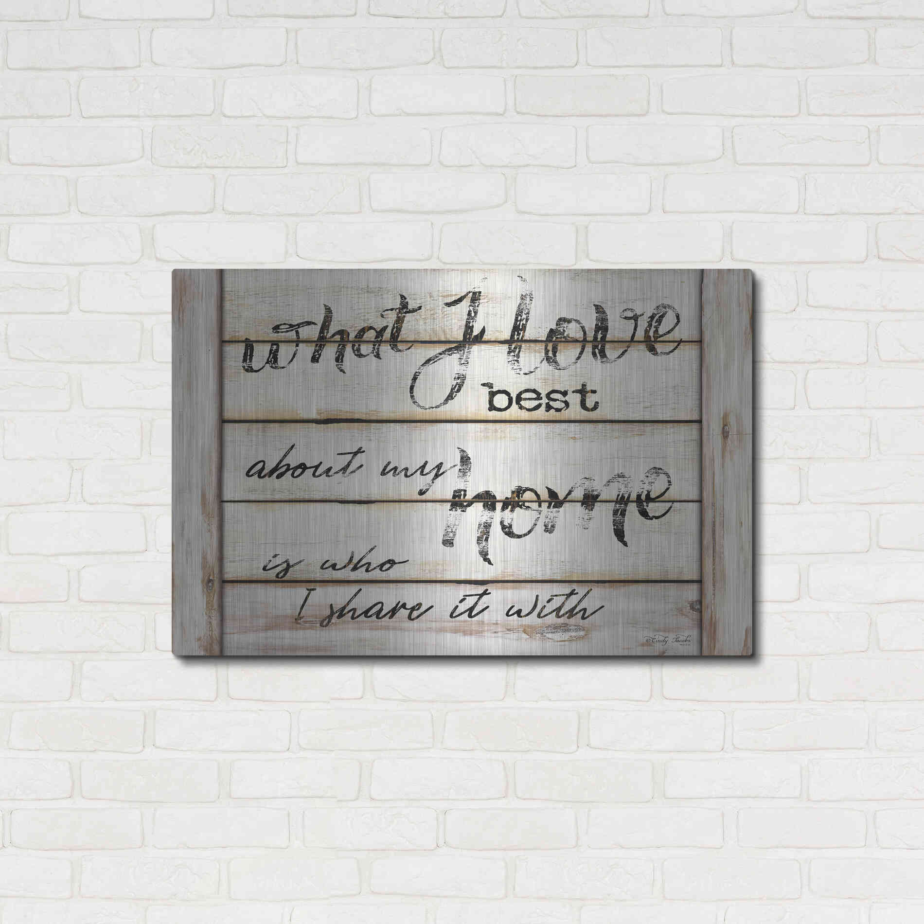 Luxe Metal Art 'What I Love Best' by Cindy Jacobs, Metal Wall Art,36x24