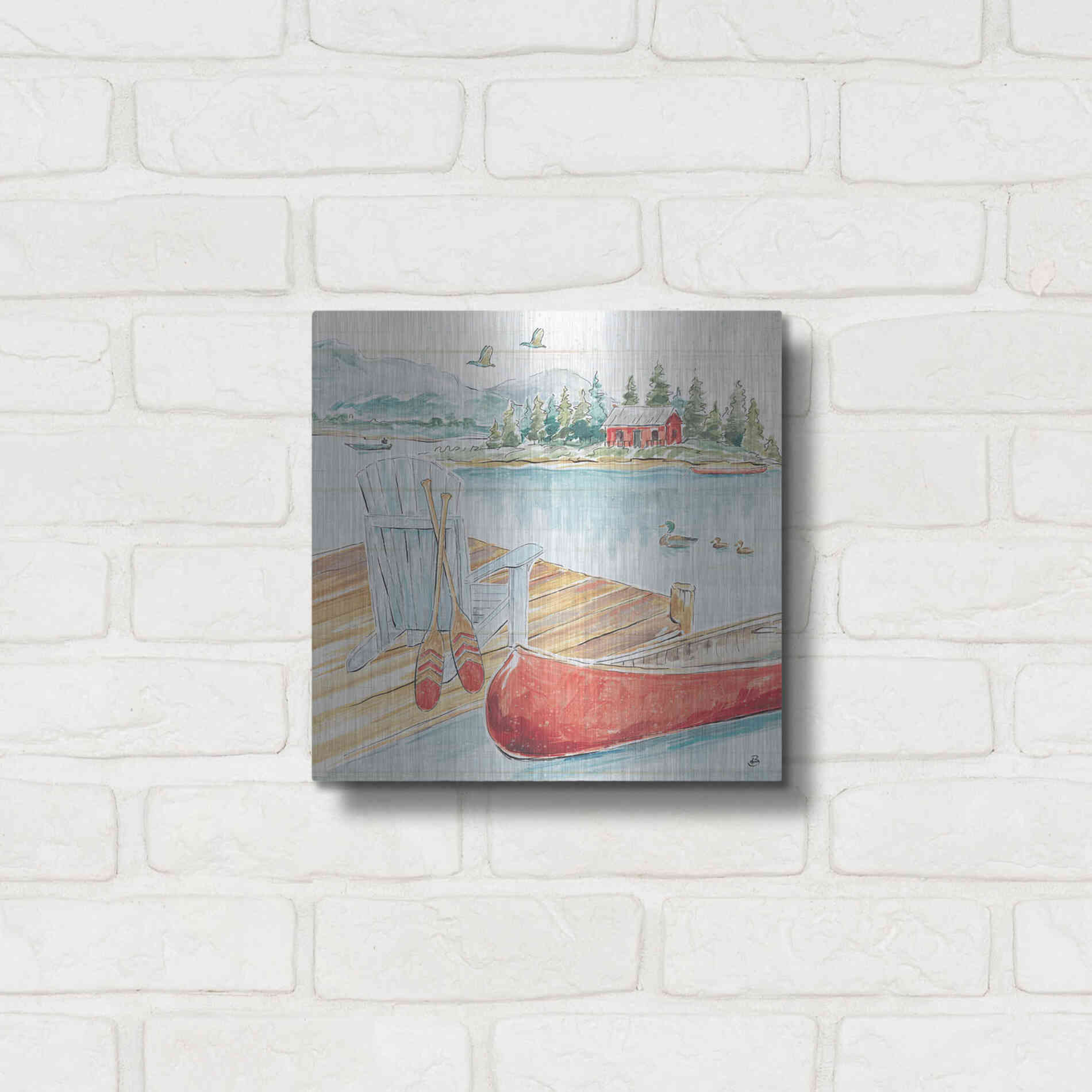 Luxe Metal Art 'Lake Moments III' by Daphne Brissonet, Metal Wall Art,12x12