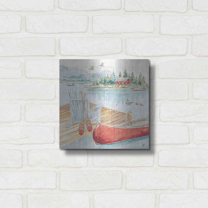 Luxe Metal Art 'Lake Moments III' by Daphne Brissonet, Metal Wall Art,12x12