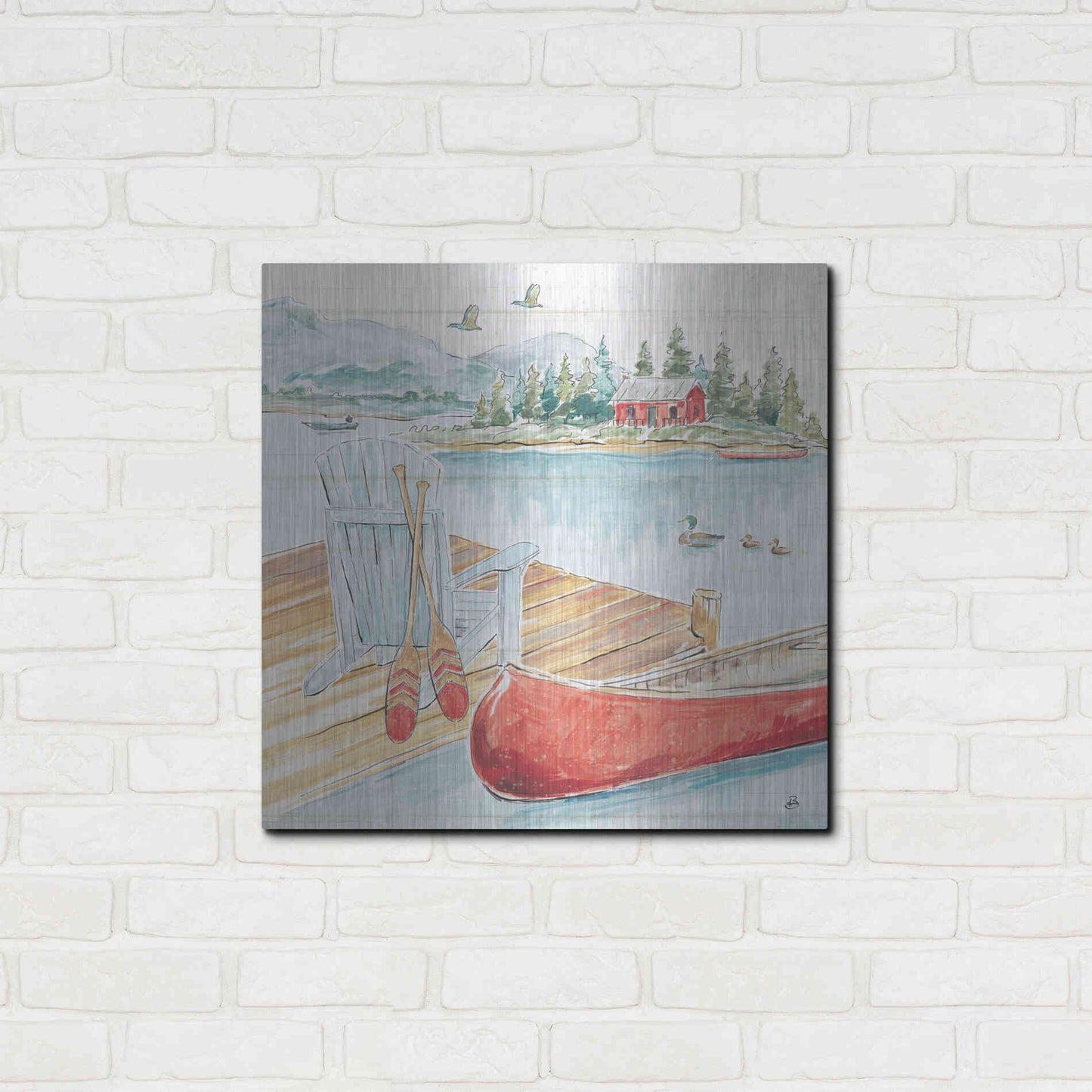 Luxe Metal Art 'Lake Moments III' by Daphne Brissonet, Metal Wall Art,24x24