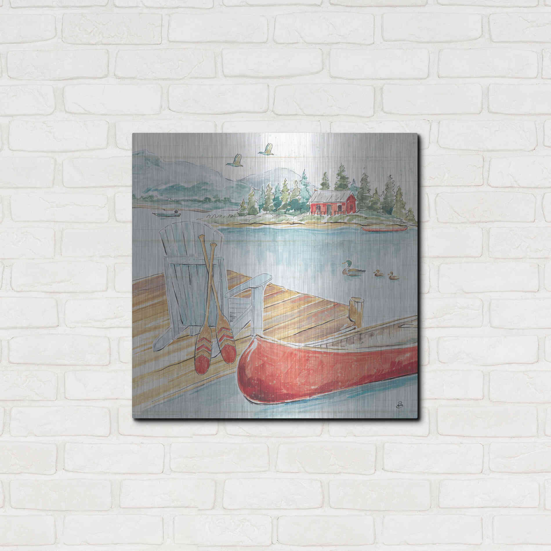 Luxe Metal Art 'Lake Moments III' by Daphne Brissonet, Metal Wall Art,24x24