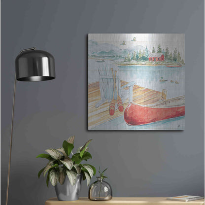 Luxe Metal Art 'Lake Moments III' by Daphne Brissonet, Metal Wall Art,24x24