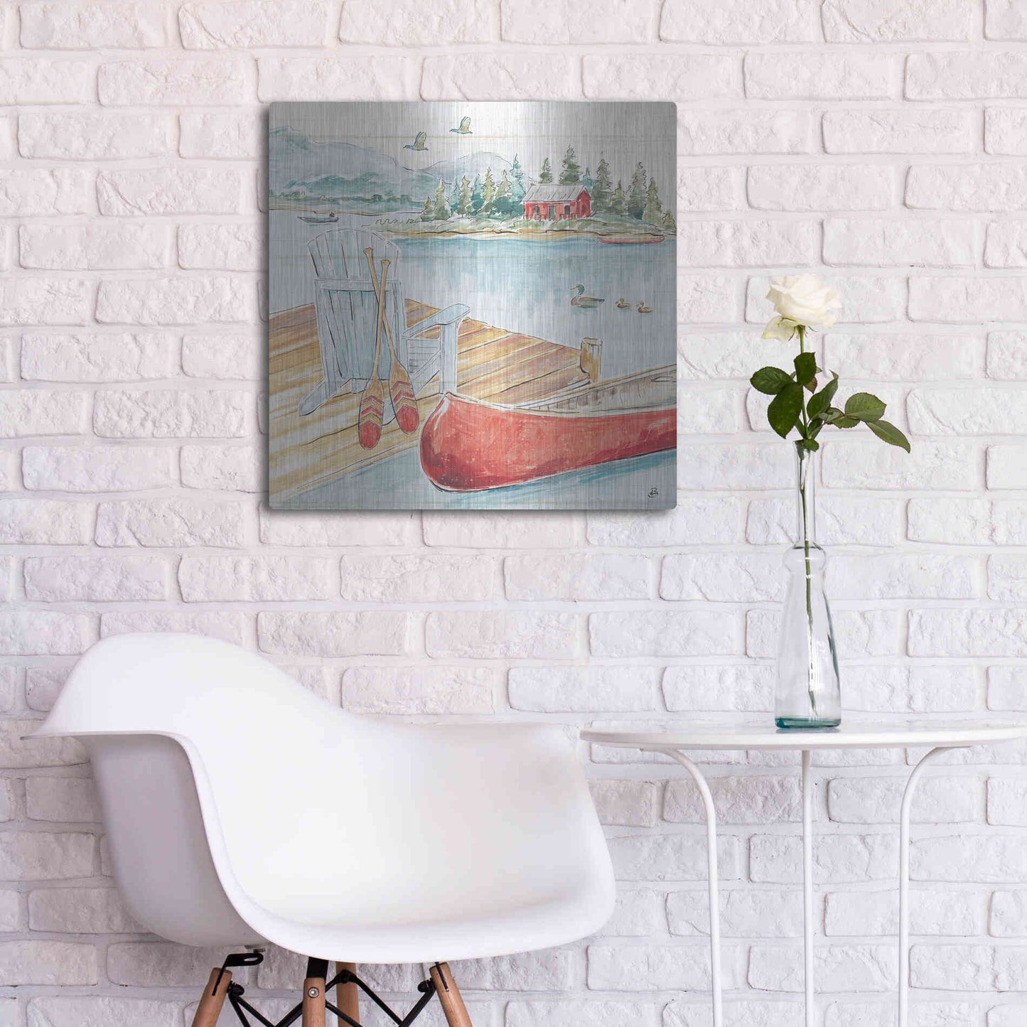 Luxe Metal Art 'Lake Moments III' by Daphne Brissonet, Metal Wall Art,24x24