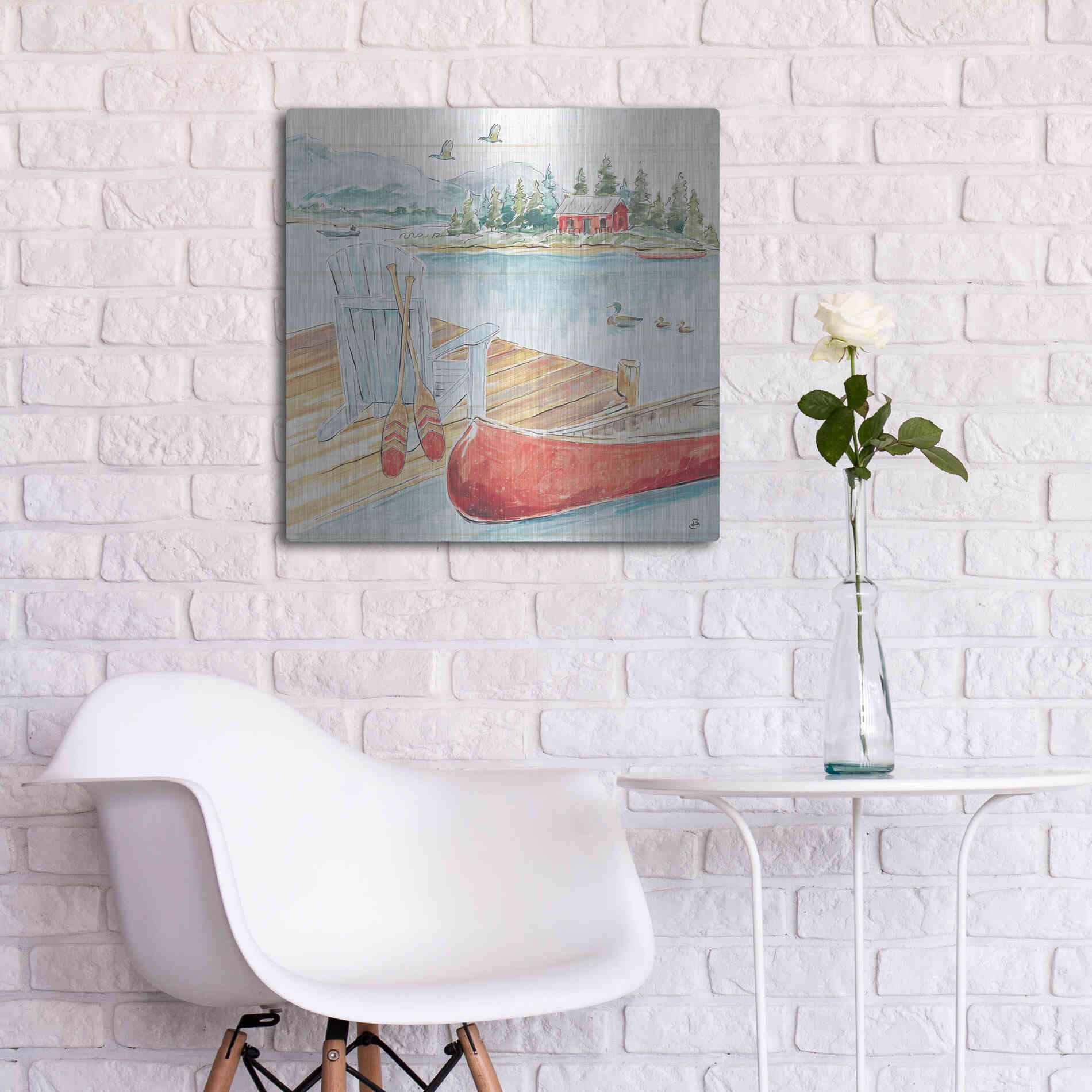 Luxe Metal Art 'Lake Moments III' by Daphne Brissonet, Metal Wall Art,24x24