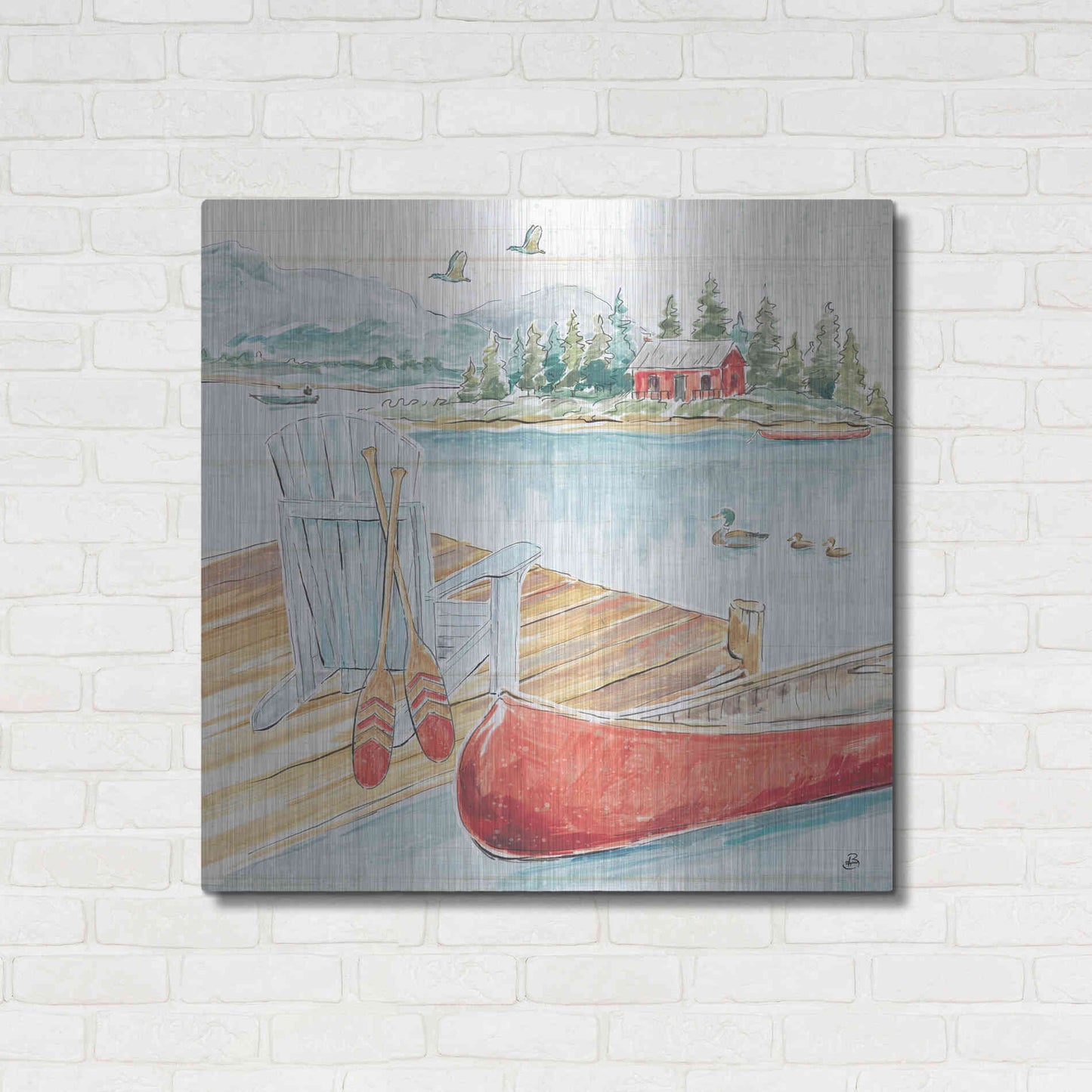 Luxe Metal Art 'Lake Moments III' by Daphne Brissonet, Metal Wall Art,36x36