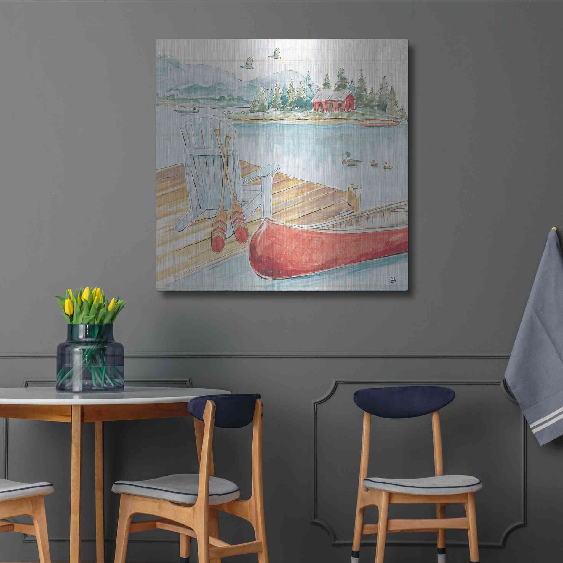 Luxe Metal Art 'Lake Moments III' by Daphne Brissonet, Metal Wall Art,36x36