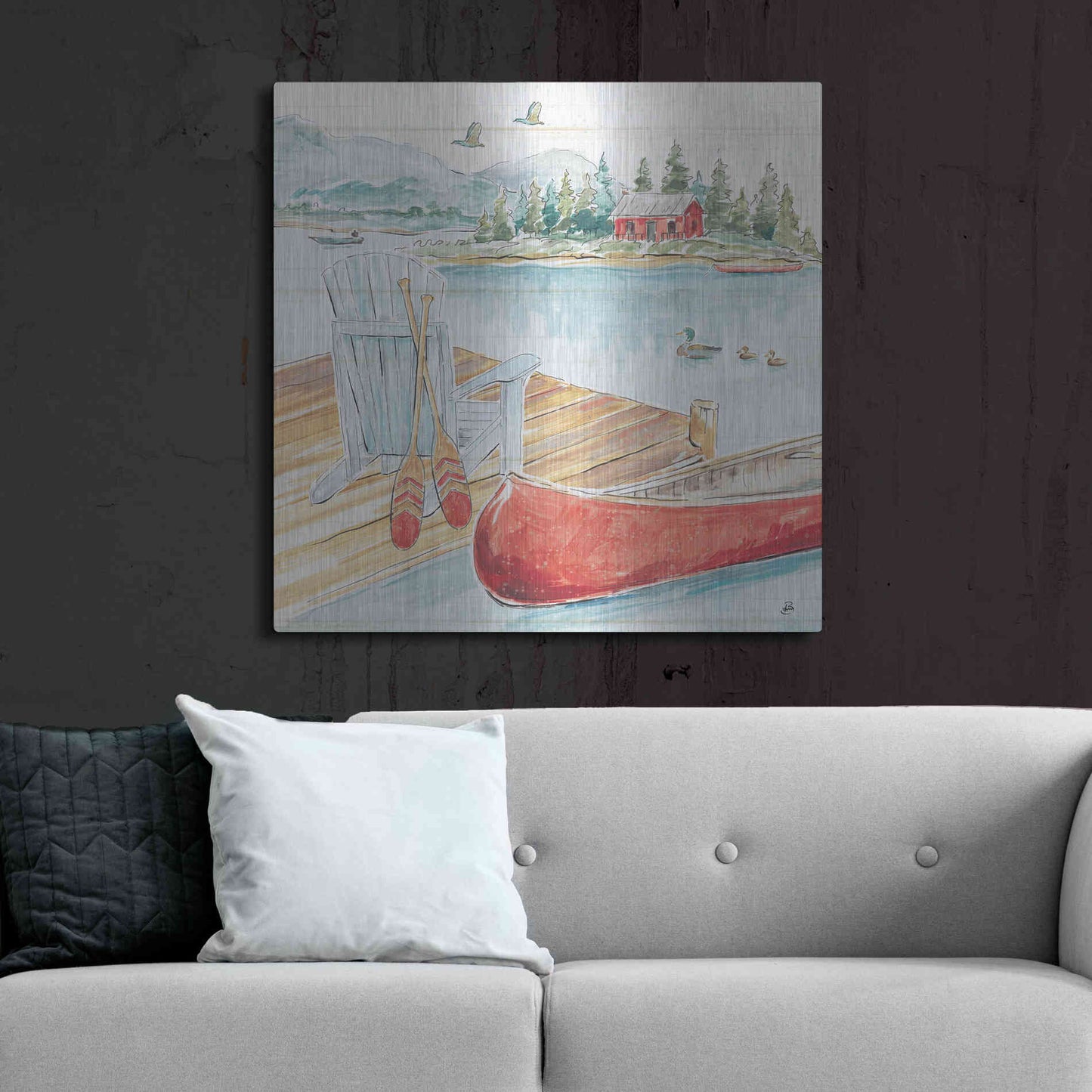 Luxe Metal Art 'Lake Moments III' by Daphne Brissonet, Metal Wall Art,36x36