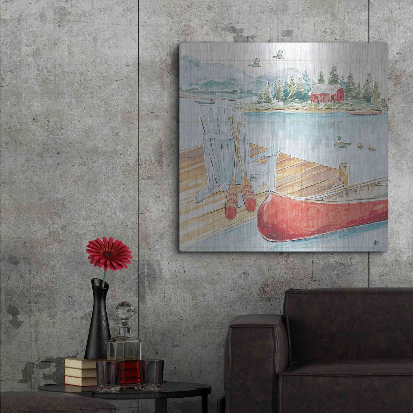 Luxe Metal Art 'Lake Moments III' by Daphne Brissonet, Metal Wall Art,36x36