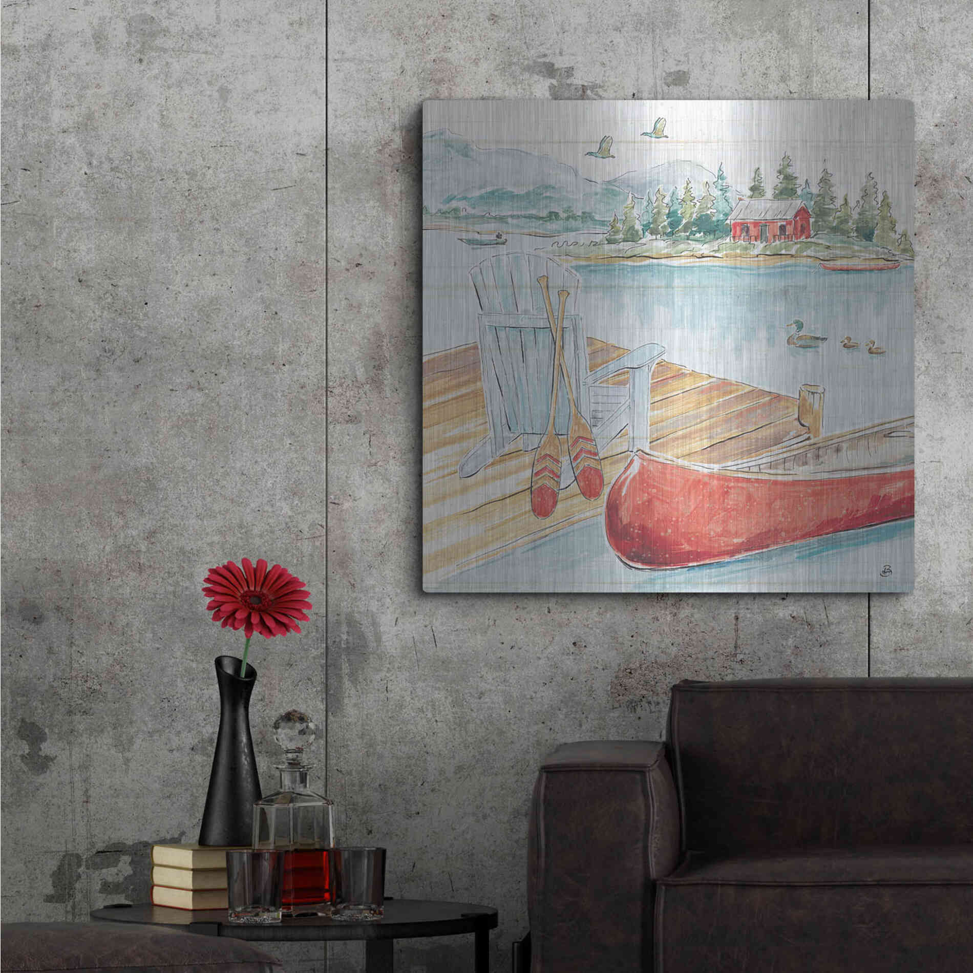 Luxe Metal Art 'Lake Moments III' by Daphne Brissonet, Metal Wall Art,36x36