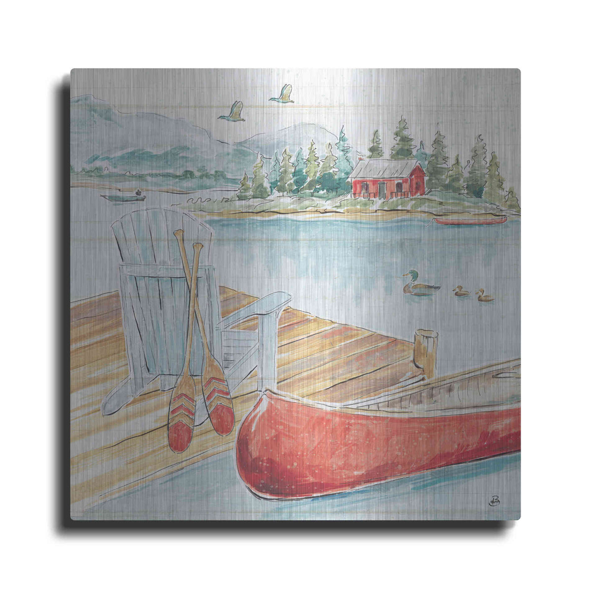 Luxe Metal Art 'Lake Moments III' by Daphne Brissonet, Metal Wall Art