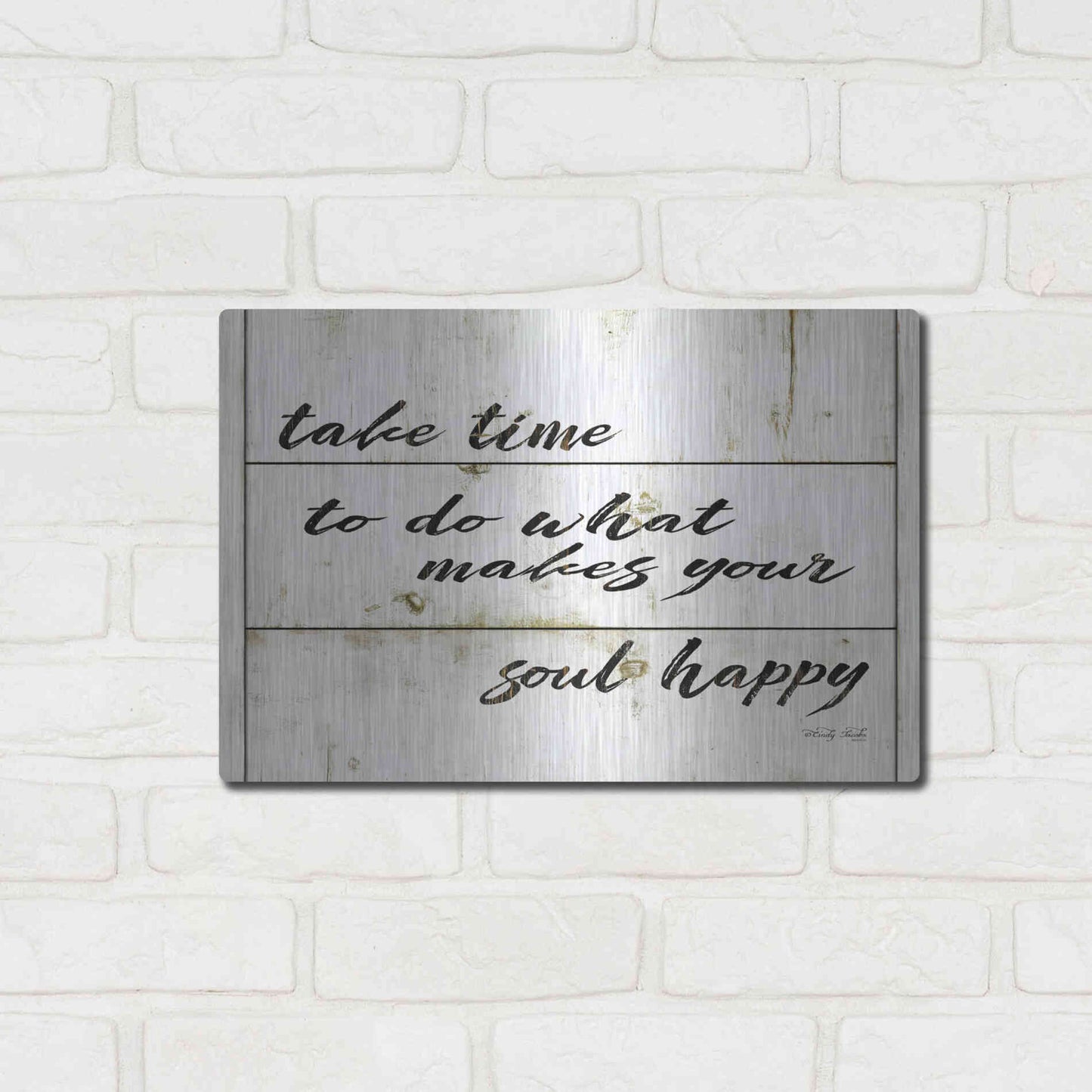 Luxe Metal Art 'Soul Happy' by Cindy Jacobs, Metal Wall Art,16x12