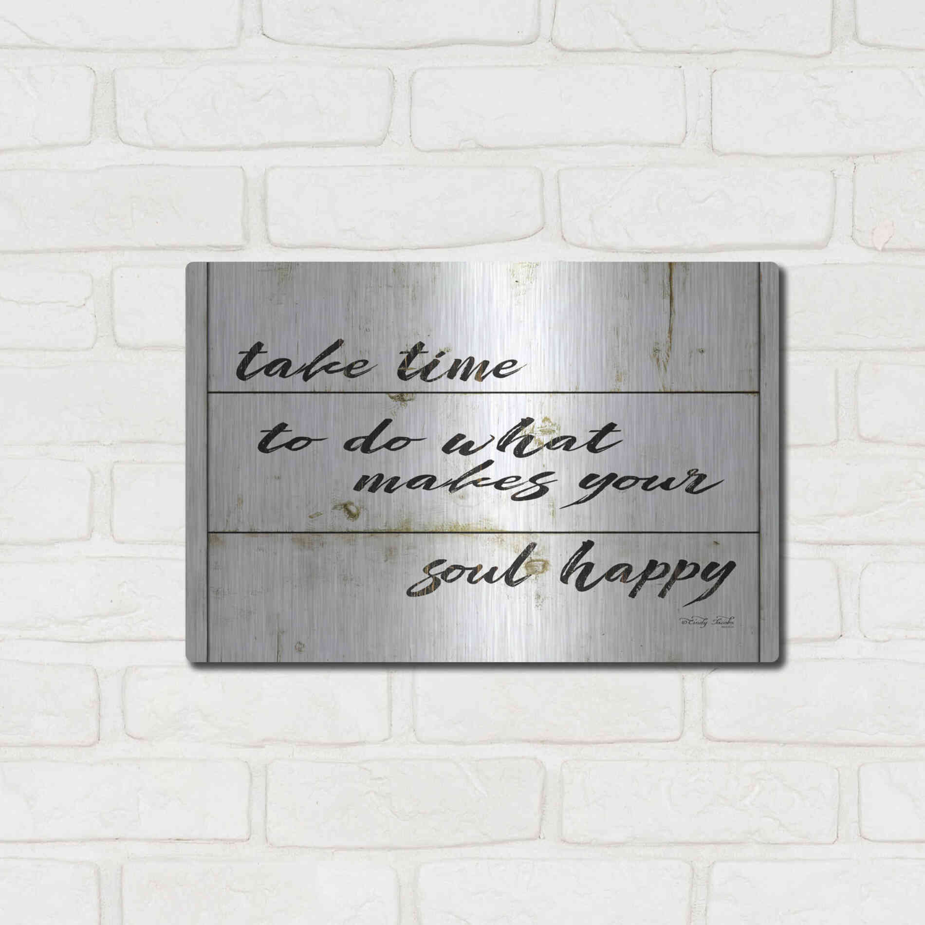Luxe Metal Art 'Soul Happy' by Cindy Jacobs, Metal Wall Art,16x12