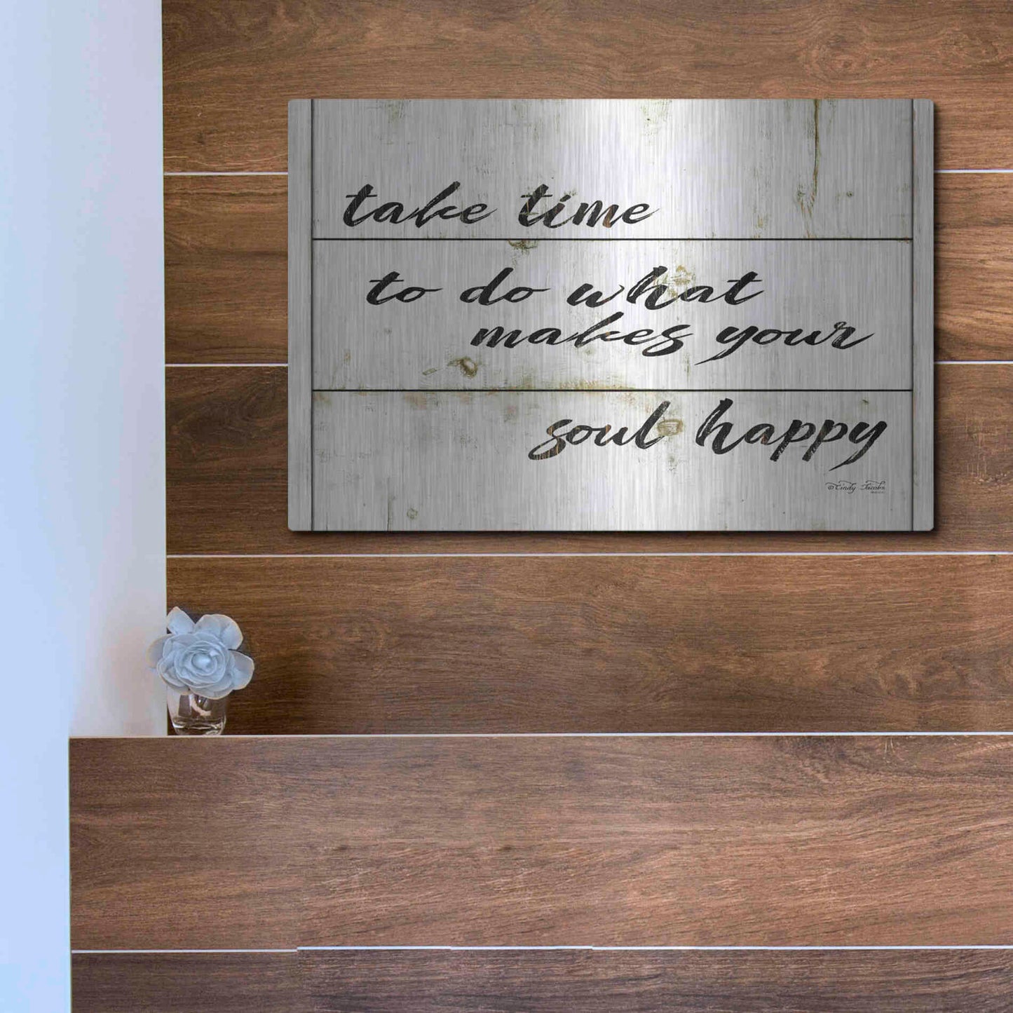 Luxe Metal Art 'Soul Happy' by Cindy Jacobs, Metal Wall Art,16x12