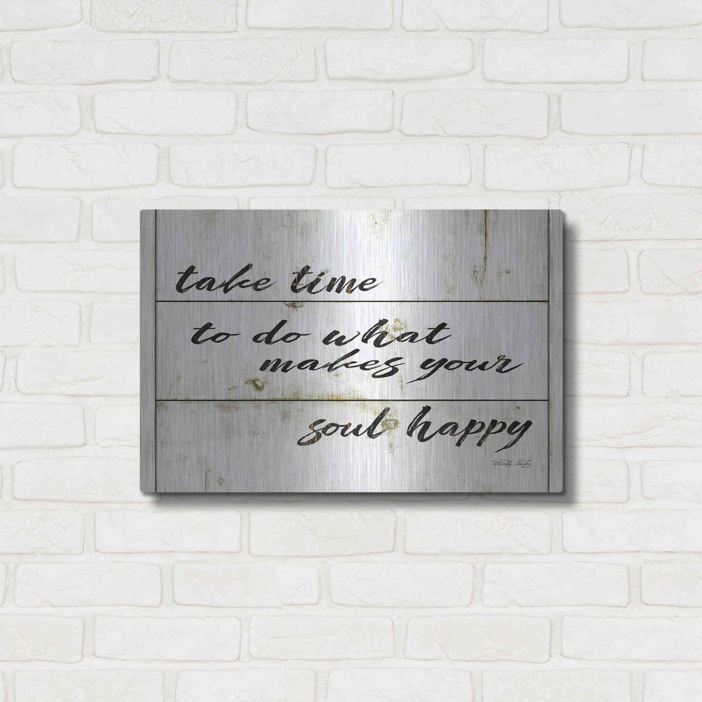 Luxe Metal Art 'Soul Happy' by Cindy Jacobs, Metal Wall Art,24x16