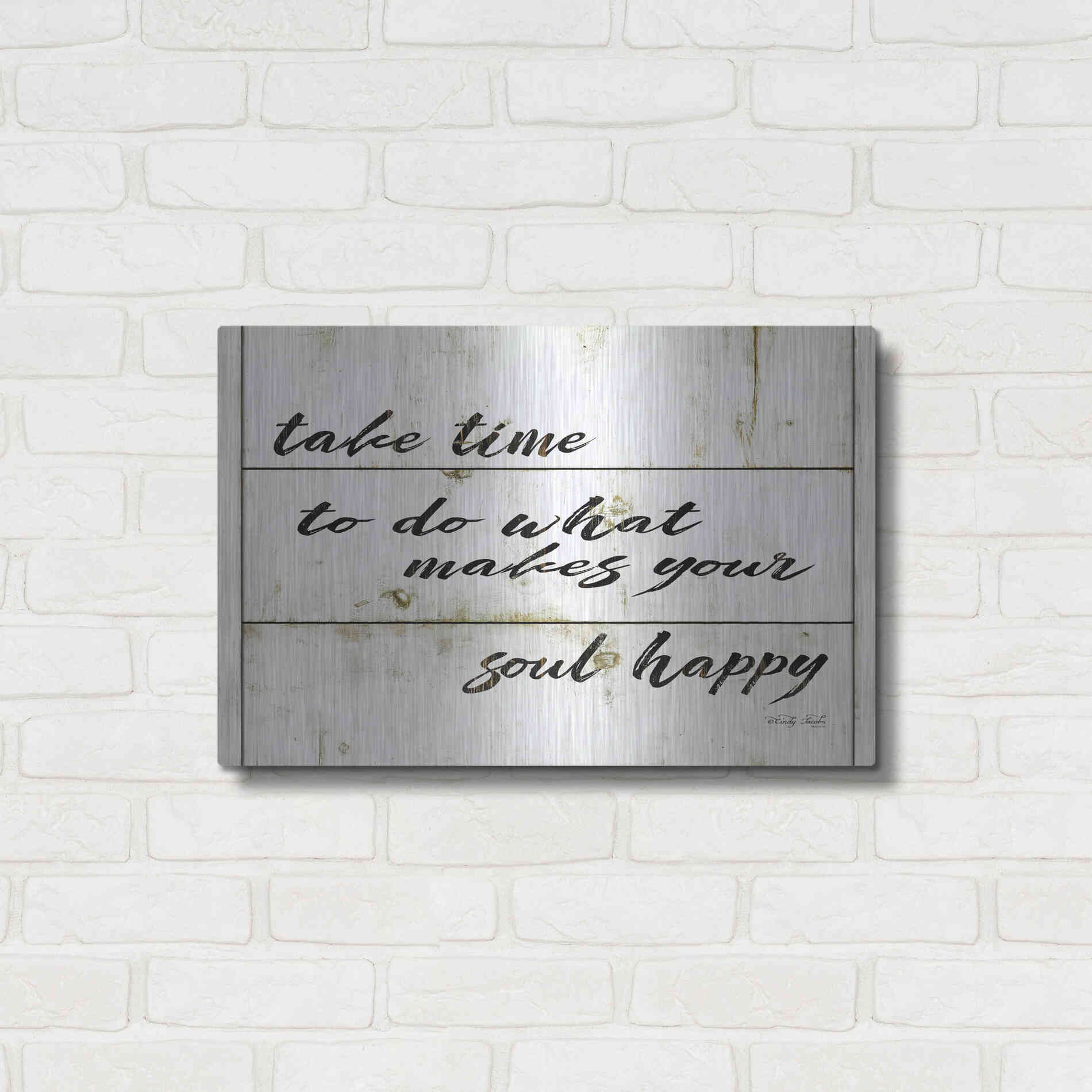 Luxe Metal Art 'Soul Happy' by Cindy Jacobs, Metal Wall Art,24x16