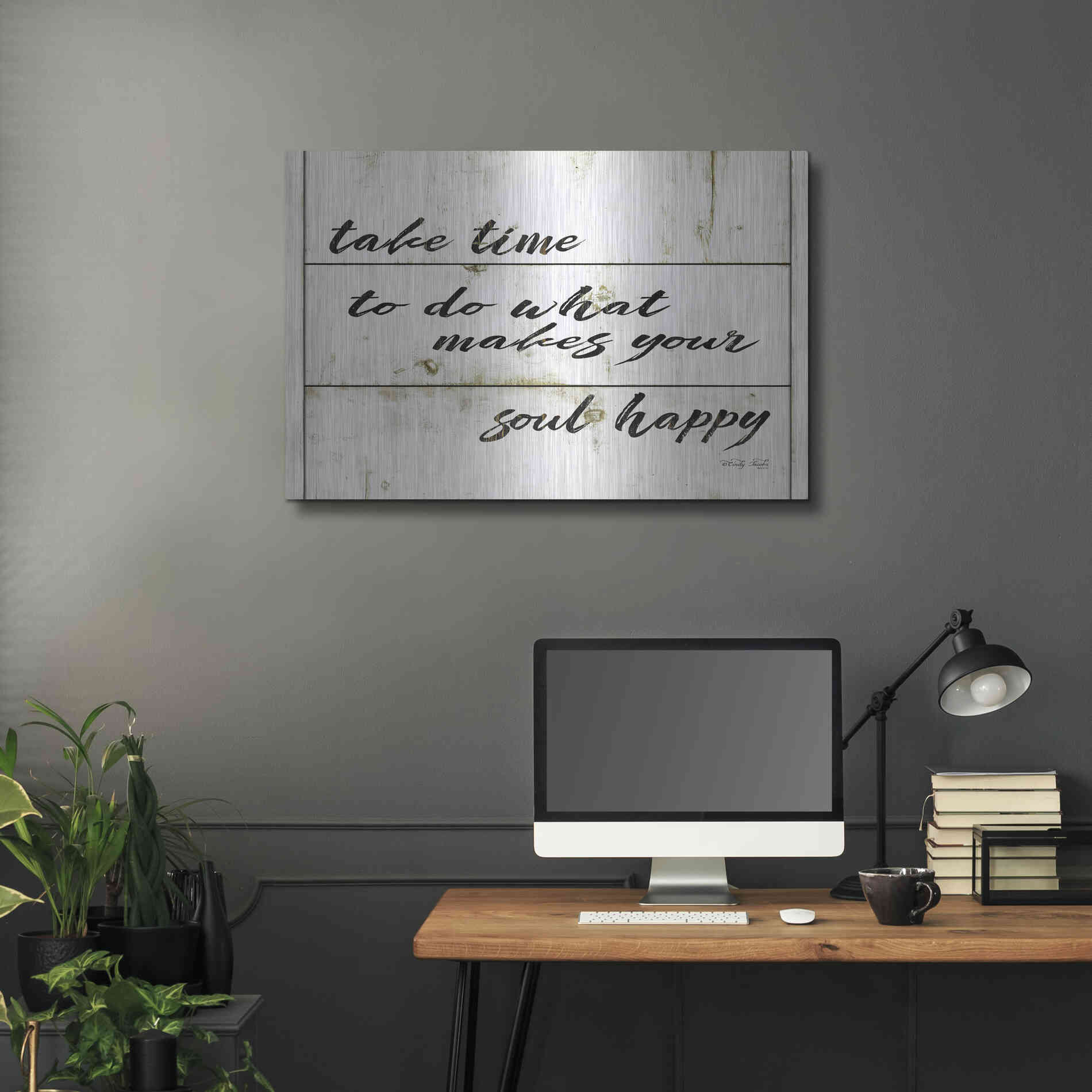 Luxe Metal Art 'Soul Happy' by Cindy Jacobs, Metal Wall Art,36x24