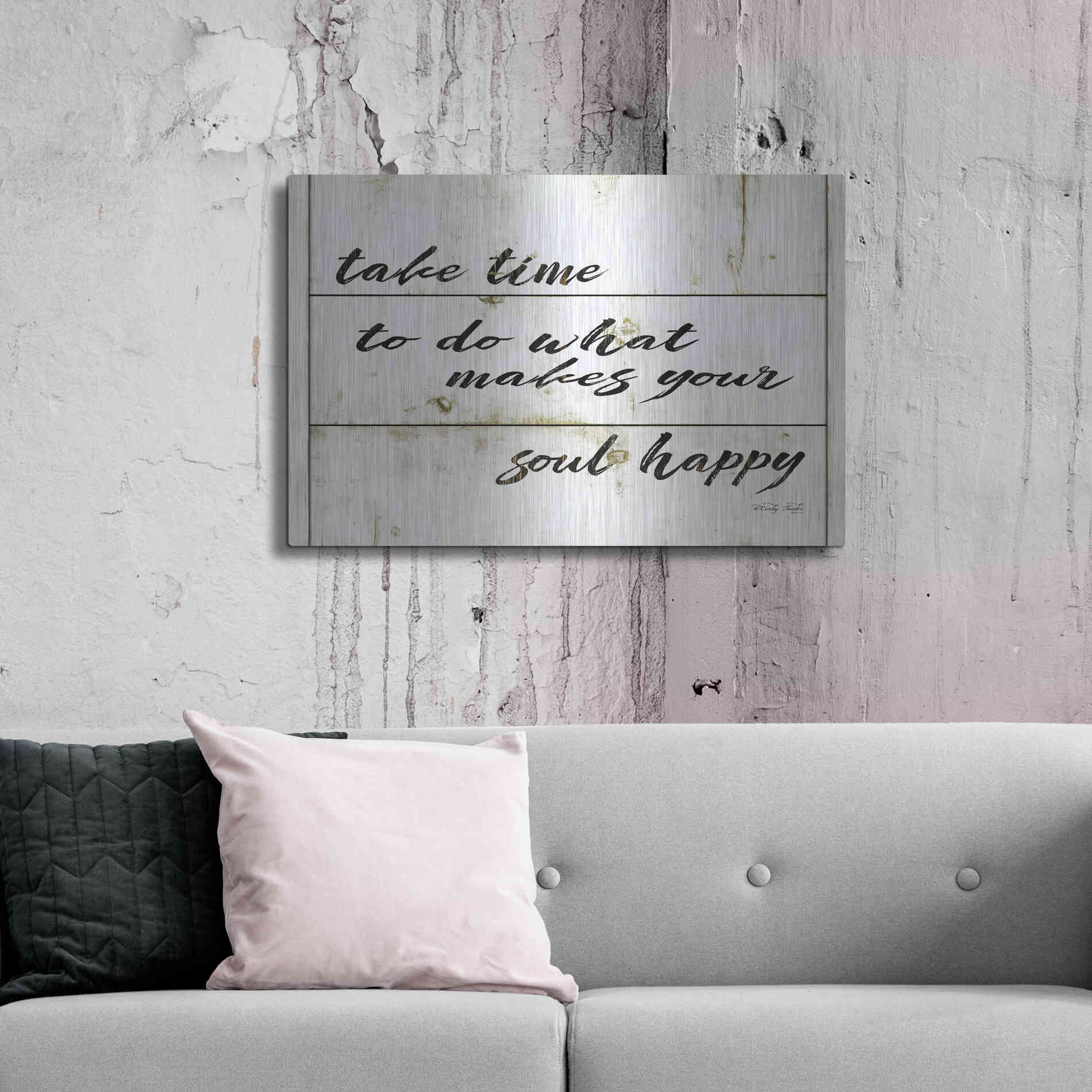Luxe Metal Art 'Soul Happy' by Cindy Jacobs, Metal Wall Art,36x24