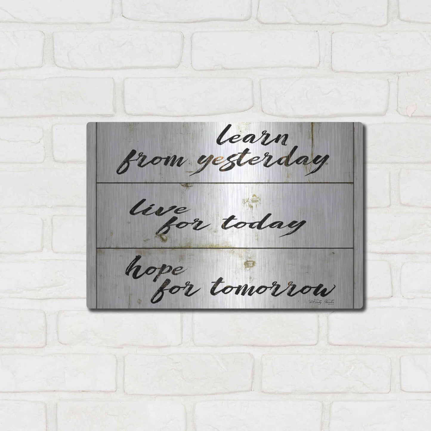 Luxe Metal Art 'Live for Today' by Cindy Jacobs, Metal Wall Art,16x12