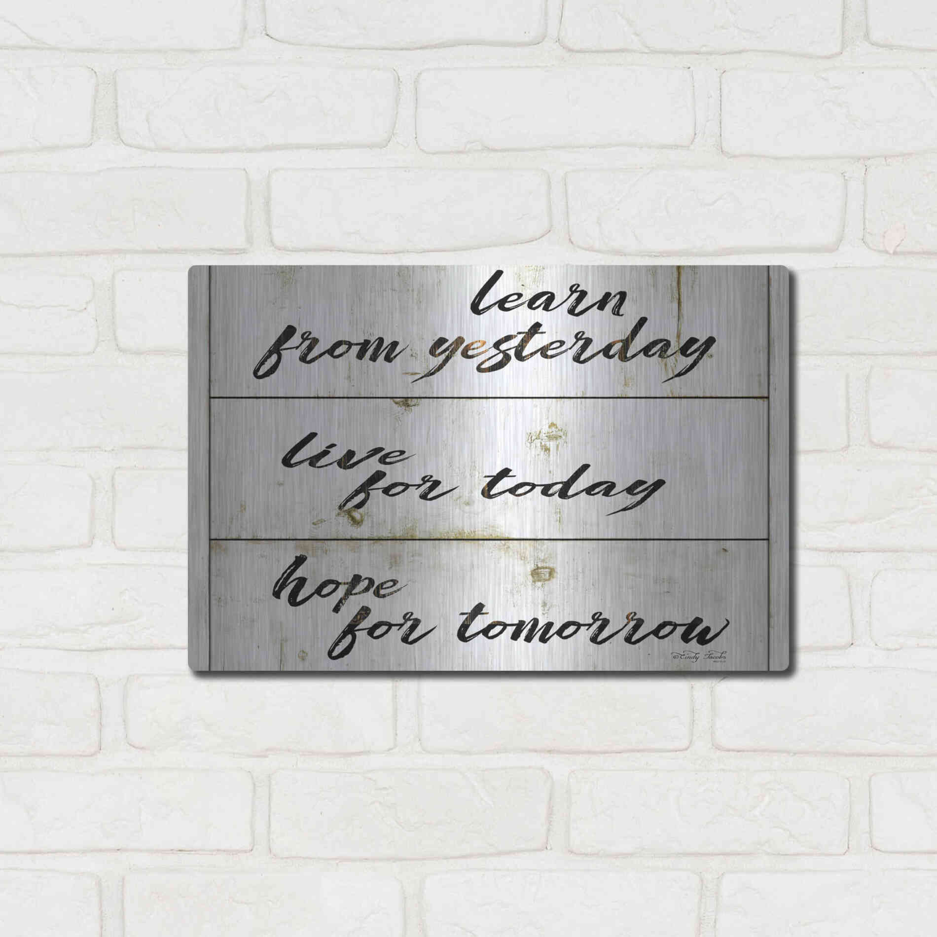 Luxe Metal Art 'Live for Today' by Cindy Jacobs, Metal Wall Art,16x12