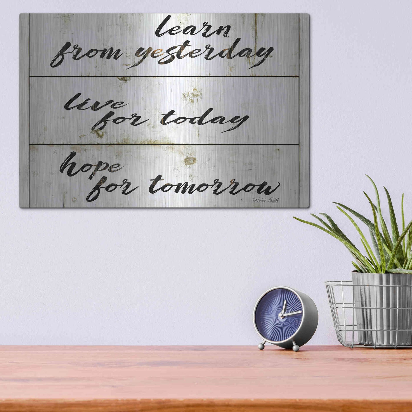 Luxe Metal Art 'Live for Today' by Cindy Jacobs, Metal Wall Art,16x12