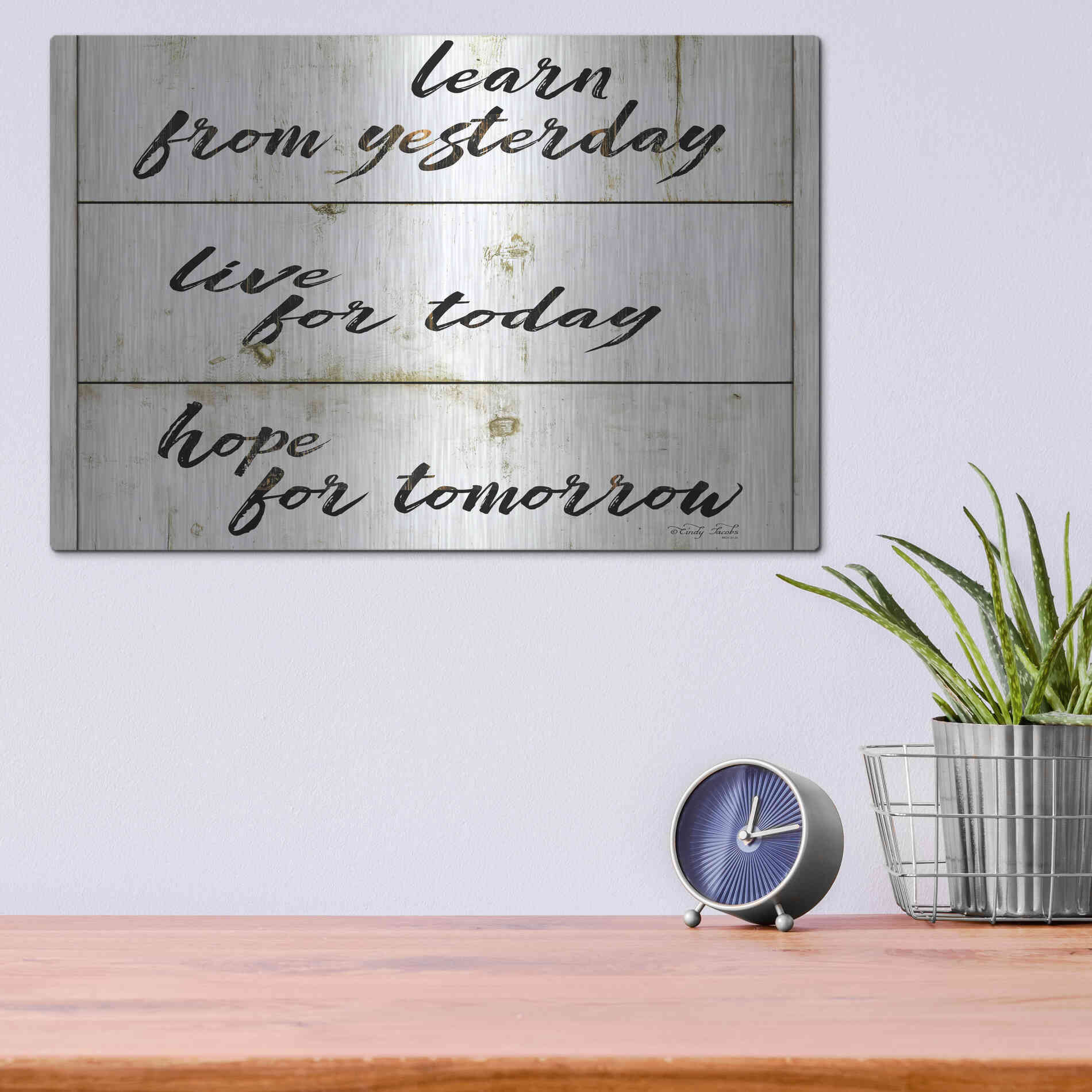 Luxe Metal Art 'Live for Today' by Cindy Jacobs, Metal Wall Art,16x12