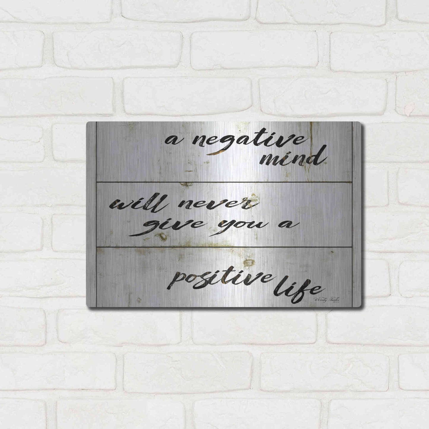 Luxe Metal Art 'Positive Life' by Cindy Jacobs, Metal Wall Art,16x12