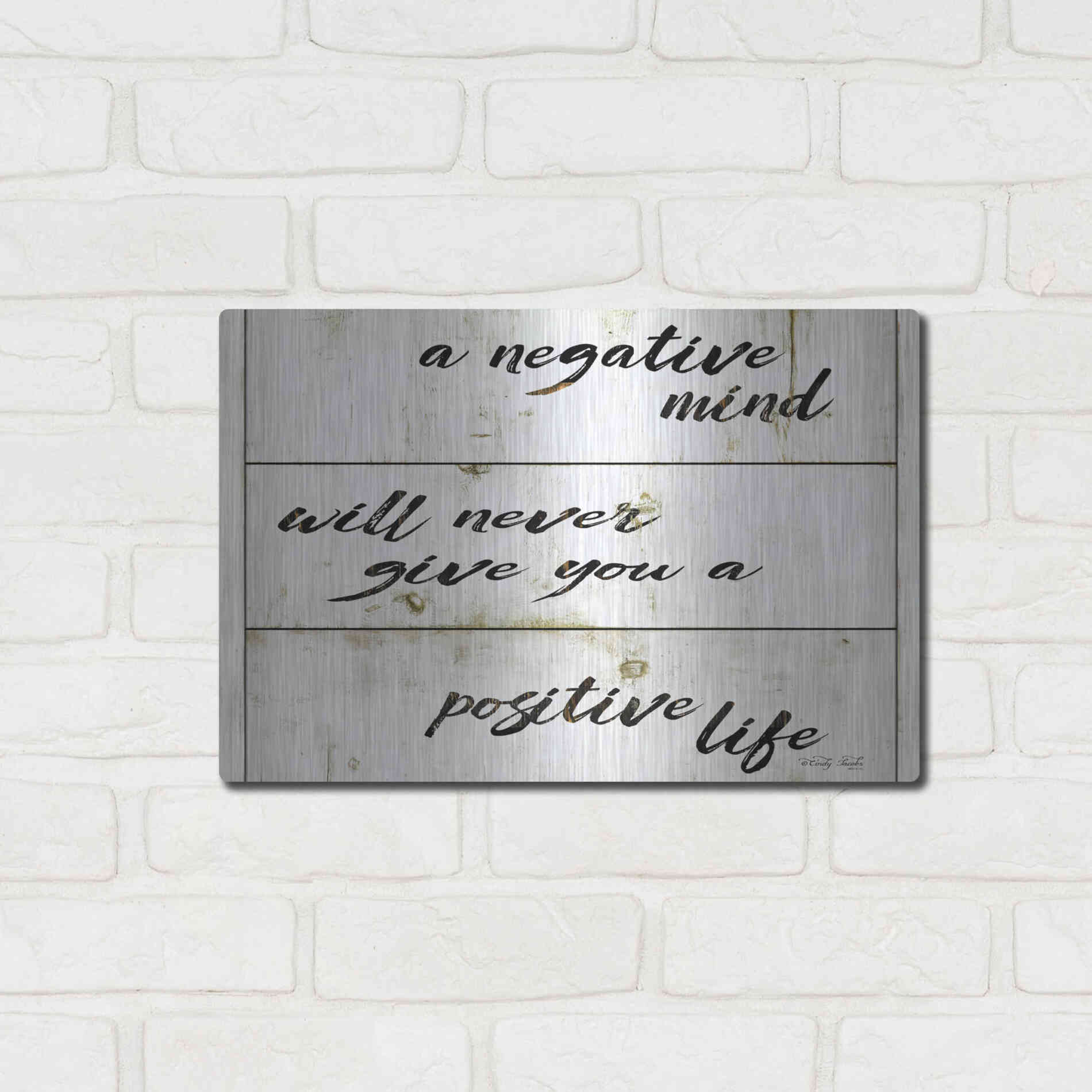 Luxe Metal Art 'Positive Life' by Cindy Jacobs, Metal Wall Art,16x12