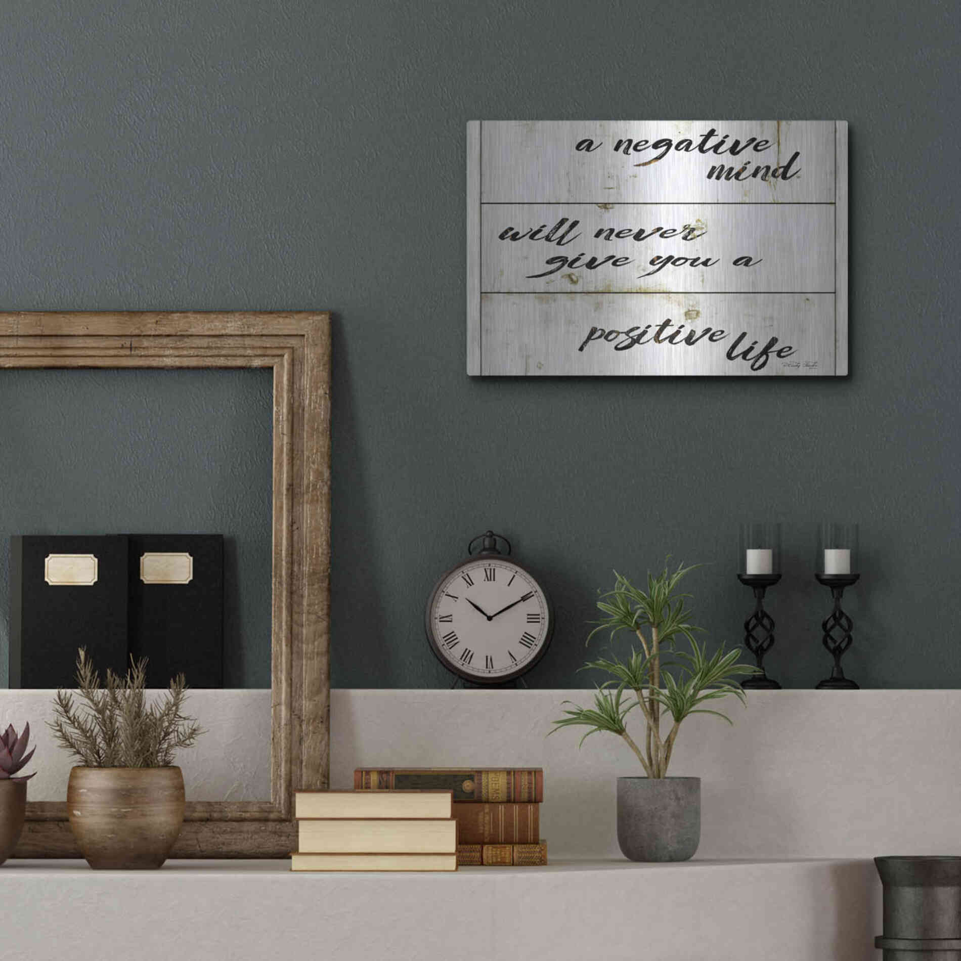 Luxe Metal Art 'Positive Life' by Cindy Jacobs, Metal Wall Art,16x12