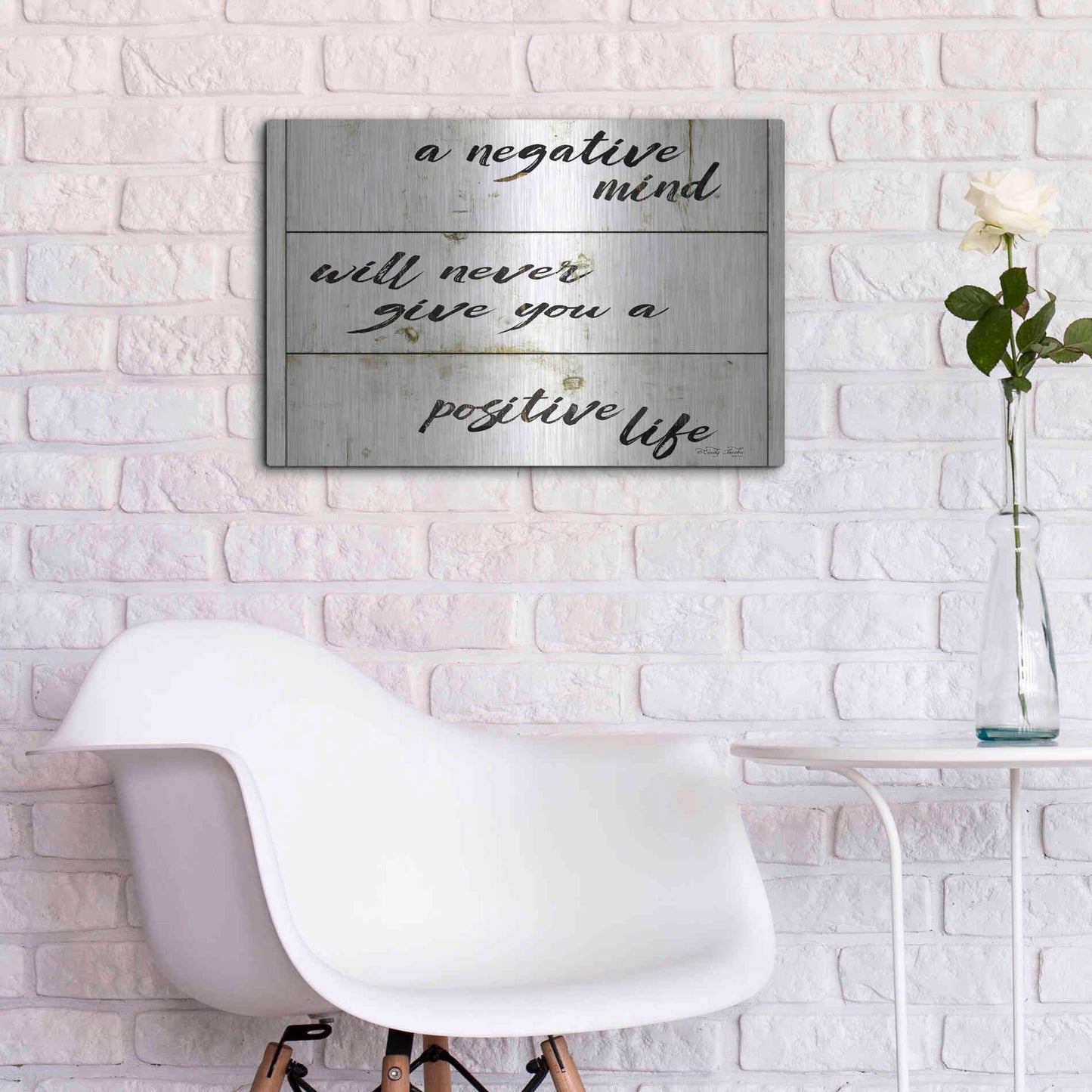 Luxe Metal Art 'Positive Life' by Cindy Jacobs, Metal Wall Art,24x16