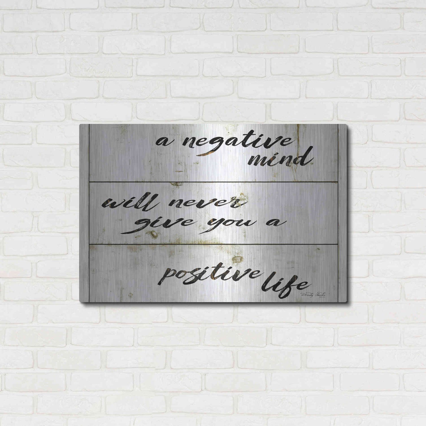 Luxe Metal Art 'Positive Life' by Cindy Jacobs, Metal Wall Art,36x24