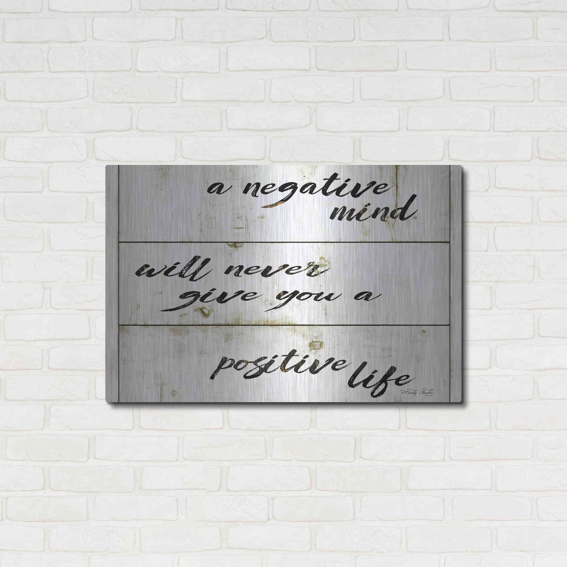 Luxe Metal Art 'Positive Life' by Cindy Jacobs, Metal Wall Art,36x24