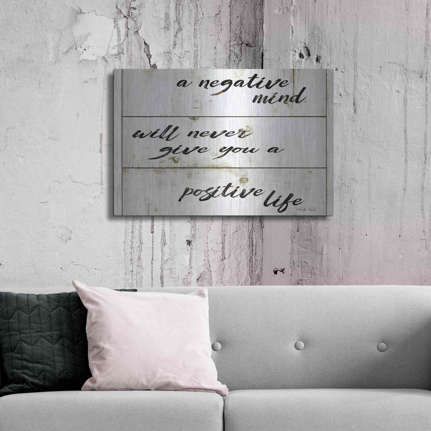 Luxe Metal Art 'Positive Life' by Cindy Jacobs, Metal Wall Art,36x24