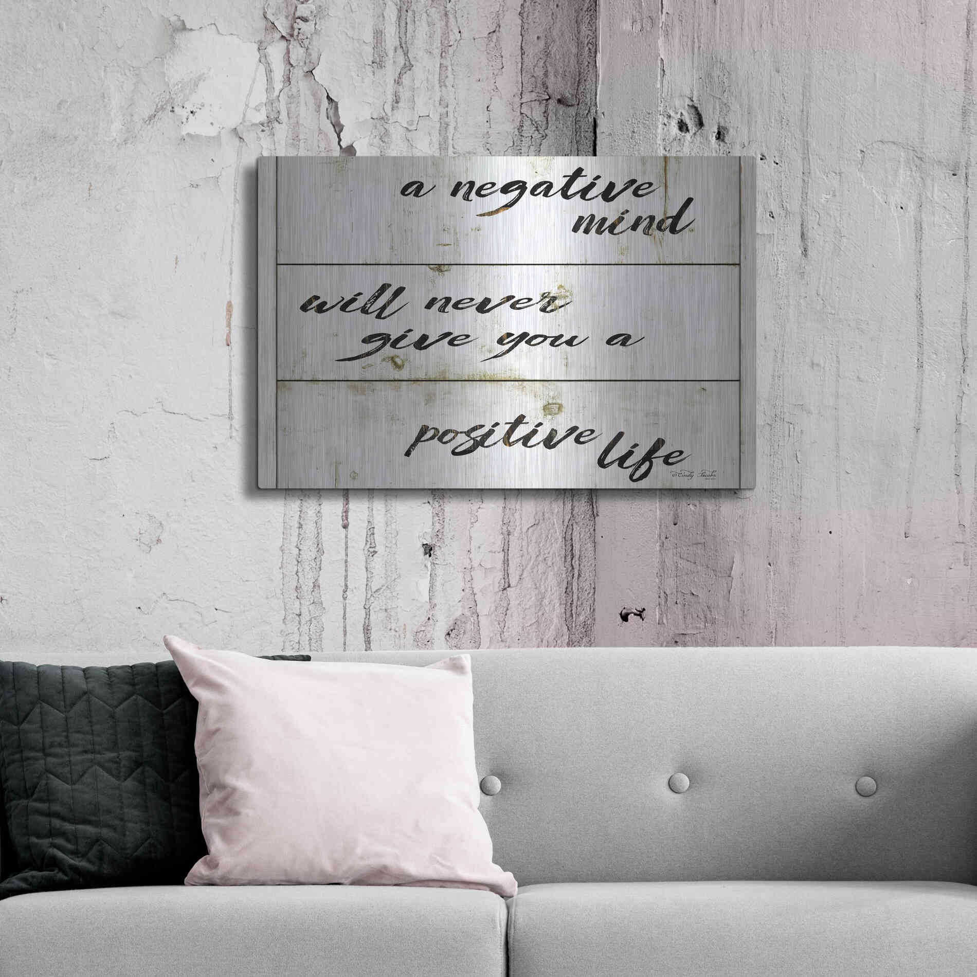 Luxe Metal Art 'Positive Life' by Cindy Jacobs, Metal Wall Art,36x24