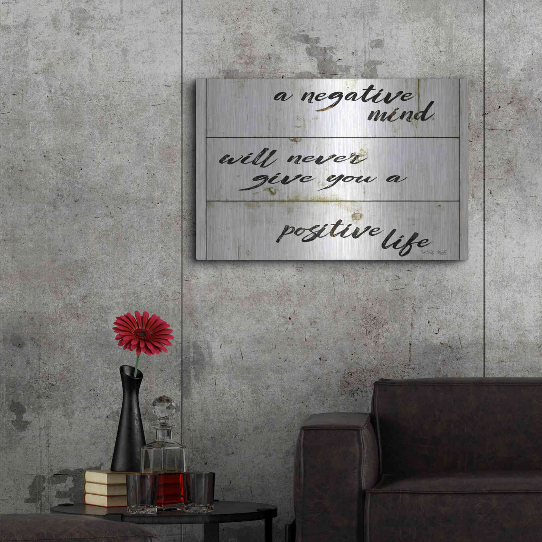 Luxe Metal Art 'Positive Life' by Cindy Jacobs, Metal Wall Art,36x24