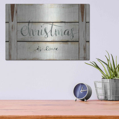 Luxe Metal Art 'Christmas is Love' by Cindy Jacobs, Metal Wall Art,16x12