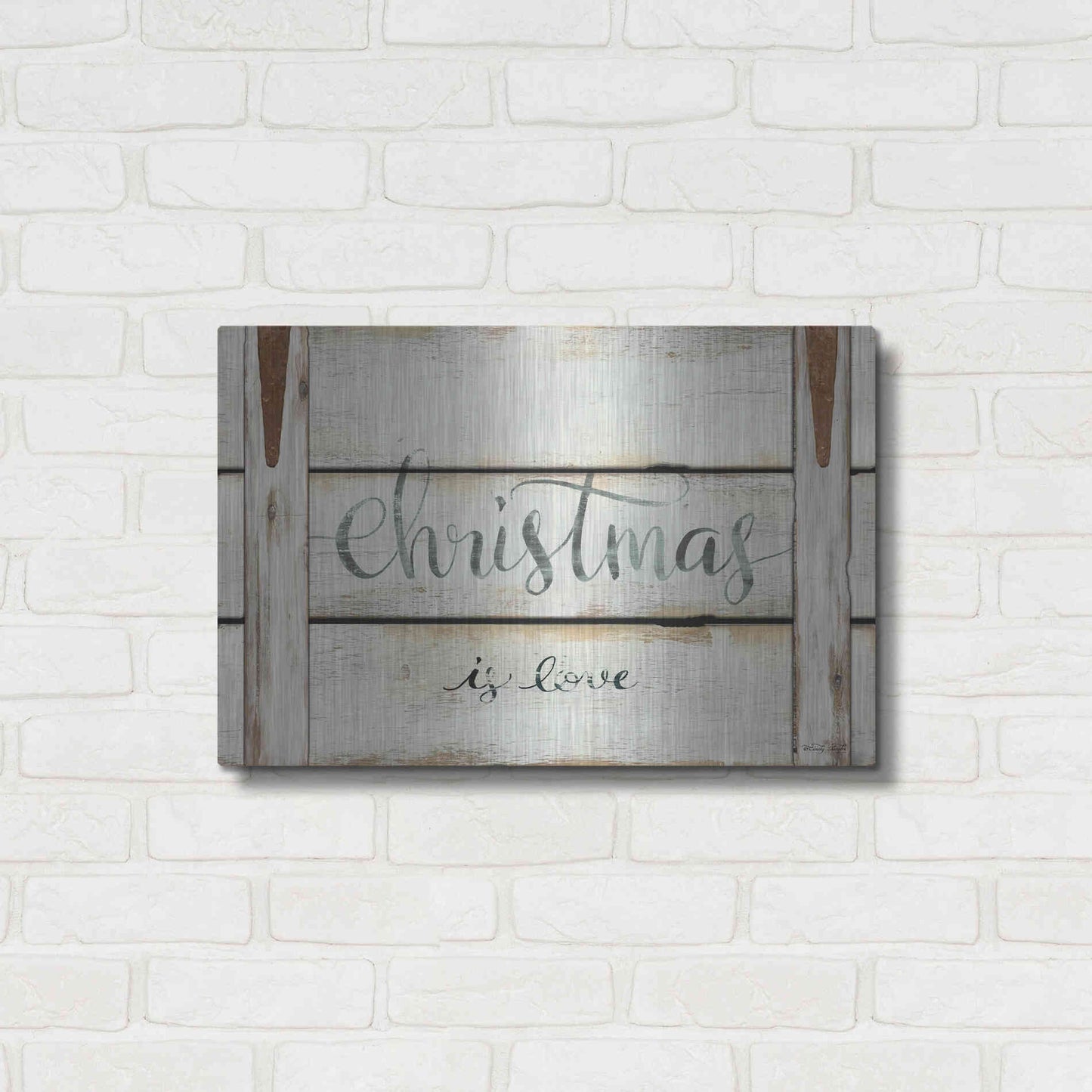 Luxe Metal Art 'Christmas is Love' by Cindy Jacobs, Metal Wall Art,24x16