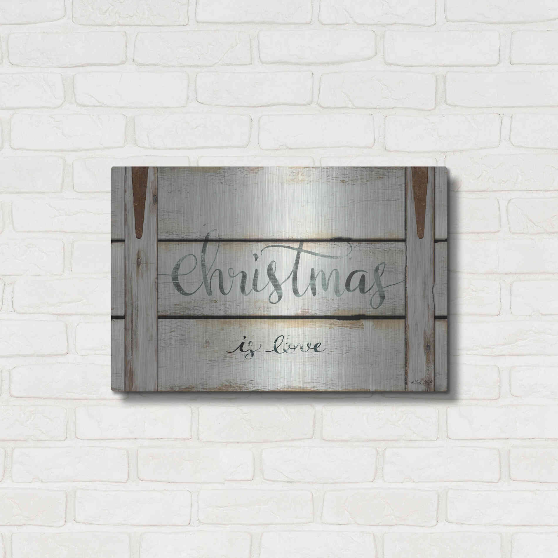 Luxe Metal Art 'Christmas is Love' by Cindy Jacobs, Metal Wall Art,24x16