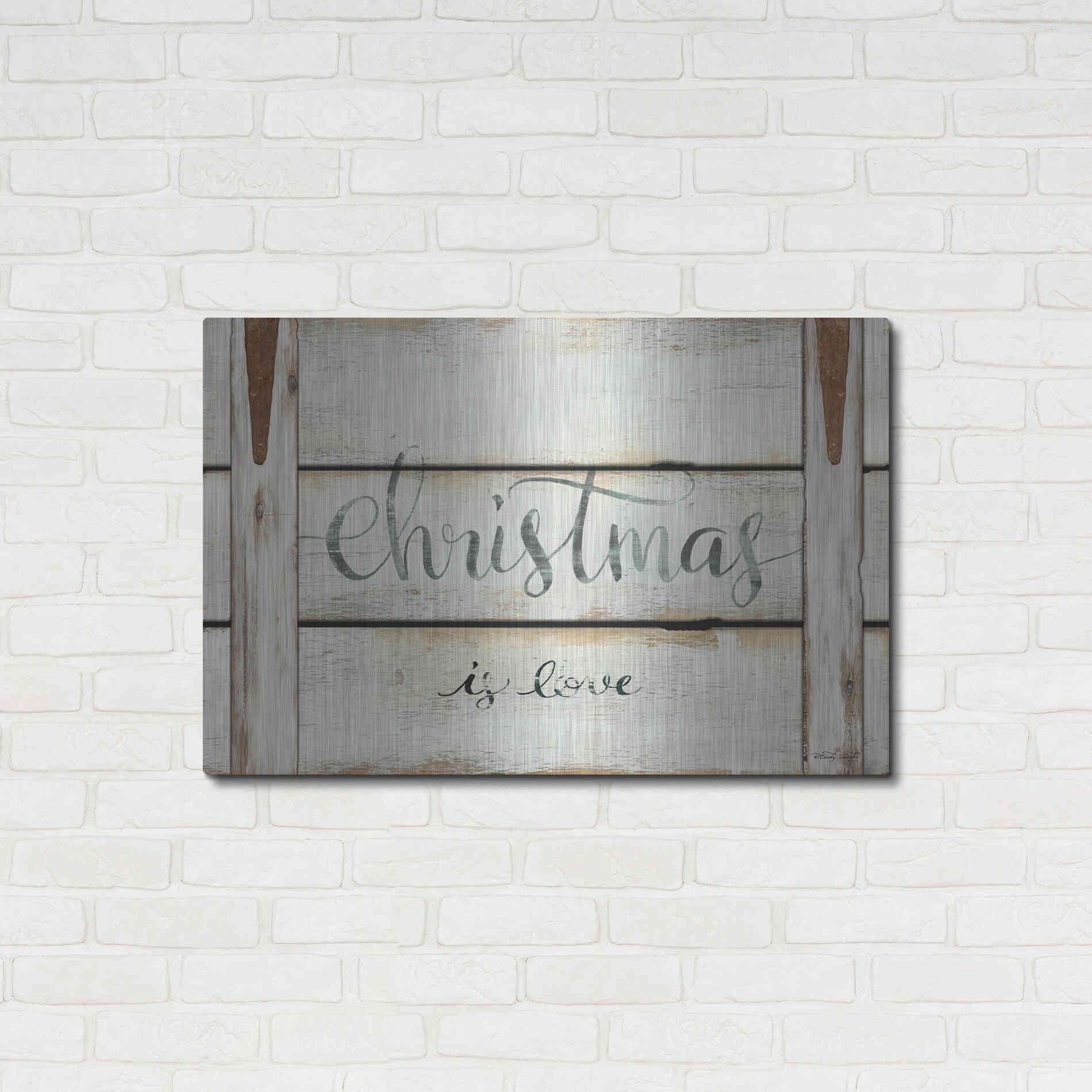 Luxe Metal Art 'Christmas is Love' by Cindy Jacobs, Metal Wall Art,36x24