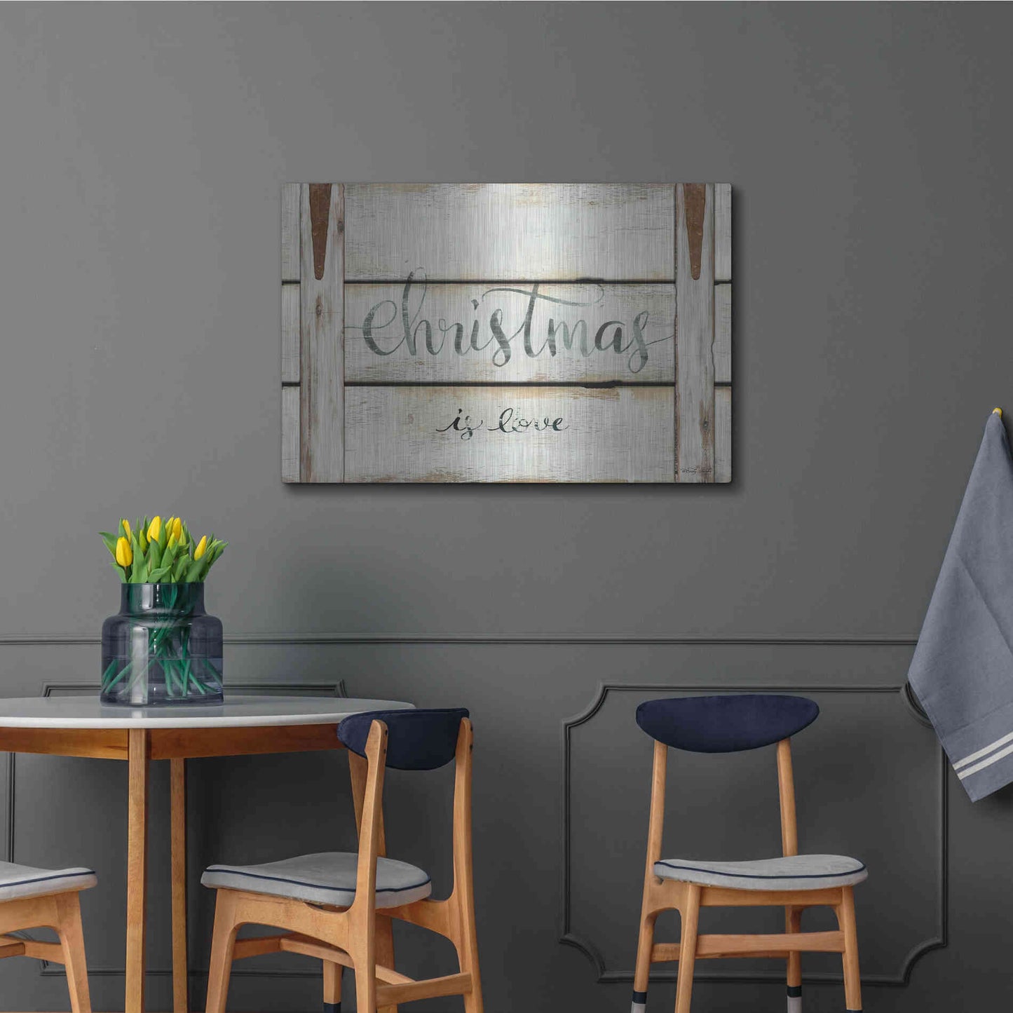 Luxe Metal Art 'Christmas is Love' by Cindy Jacobs, Metal Wall Art,36x24