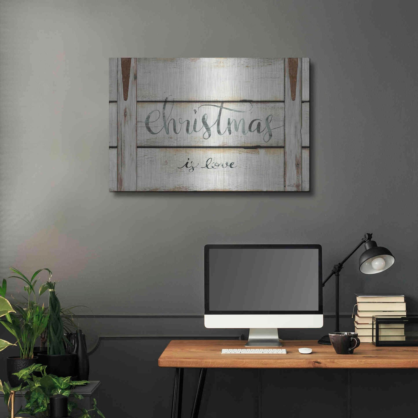 Luxe Metal Art 'Christmas is Love' by Cindy Jacobs, Metal Wall Art,36x24