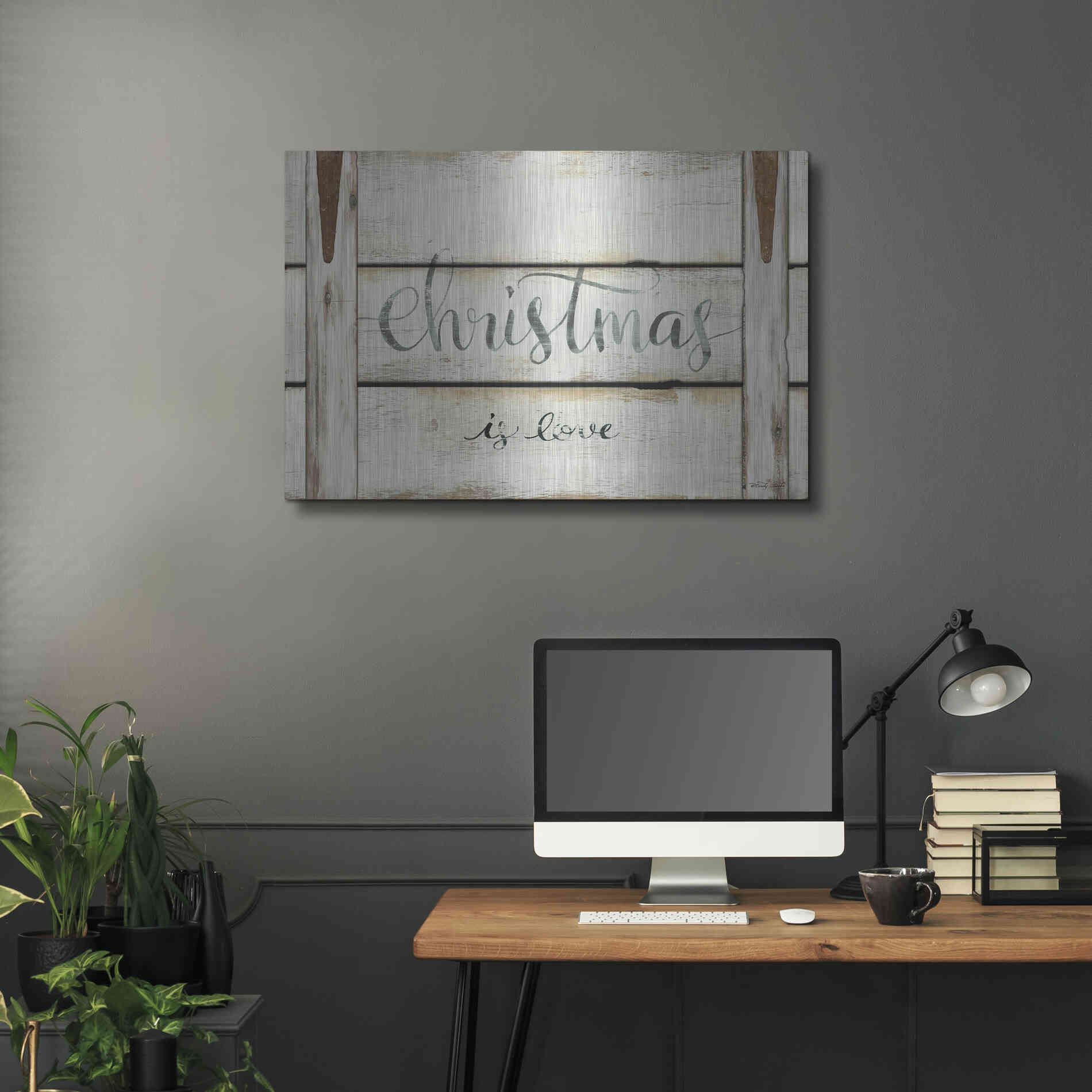 Luxe Metal Art 'Christmas is Love' by Cindy Jacobs, Metal Wall Art,36x24